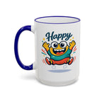 Happy Monster Accent Mug - Cute Cartoon Coffee Cup (11oz/15oz)