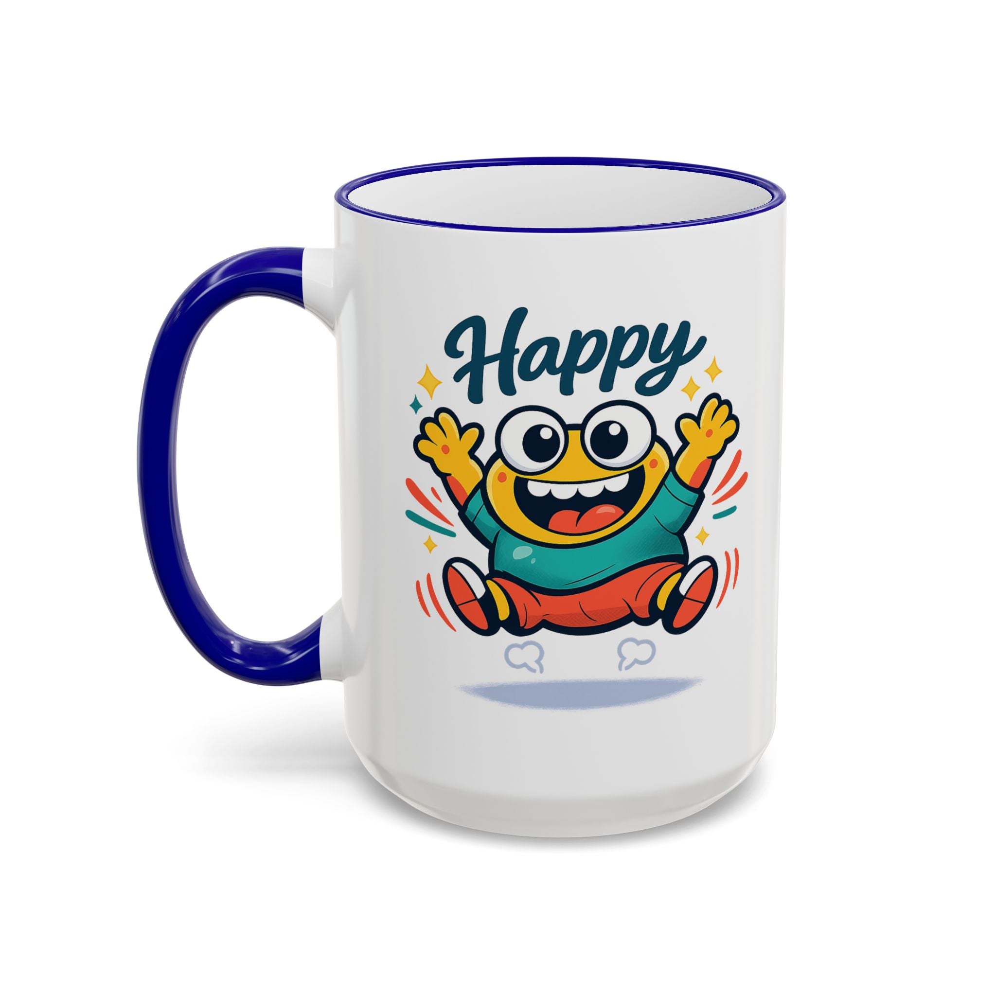 Happy Monster Accent Mug - Cute Cartoon Coffee Cup (11oz/15oz)