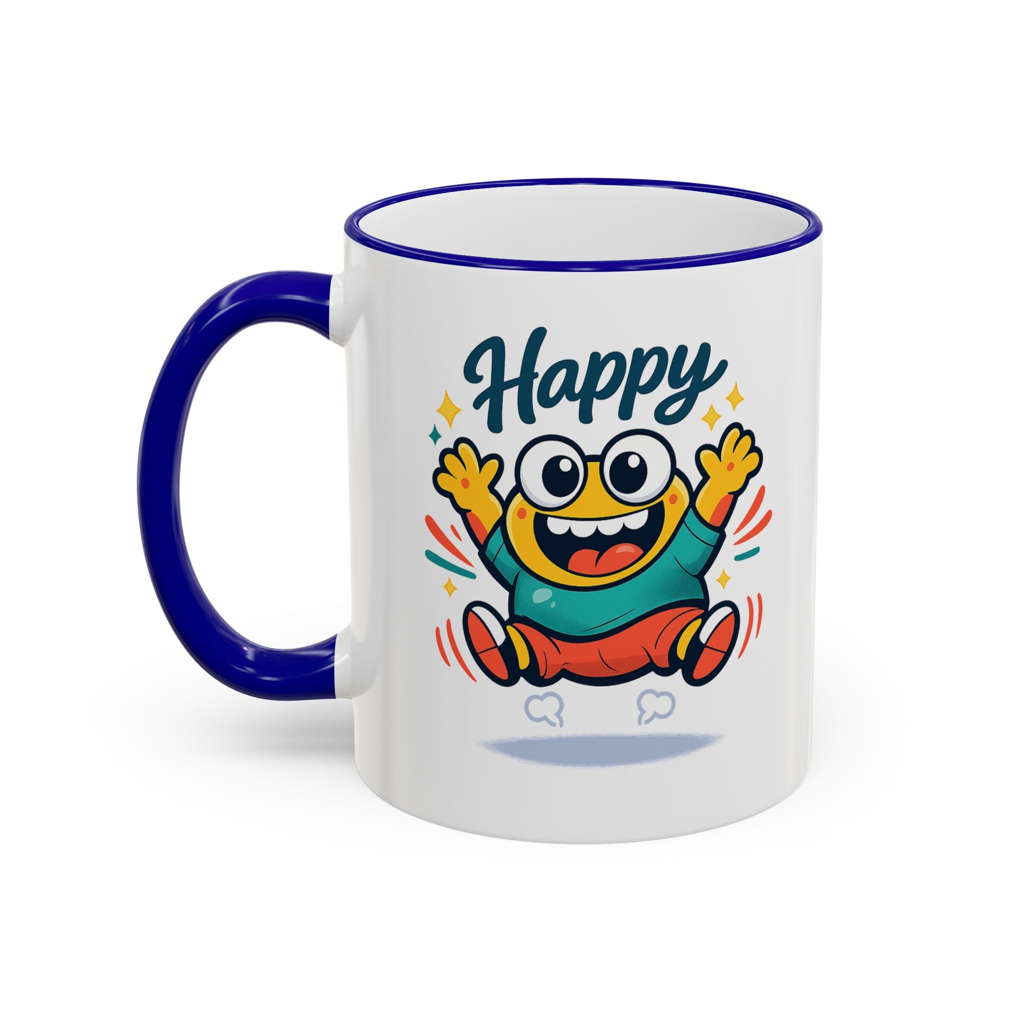 Happy Monster Accent Mug - Cute Cartoon Coffee Cup (11oz/15oz)
