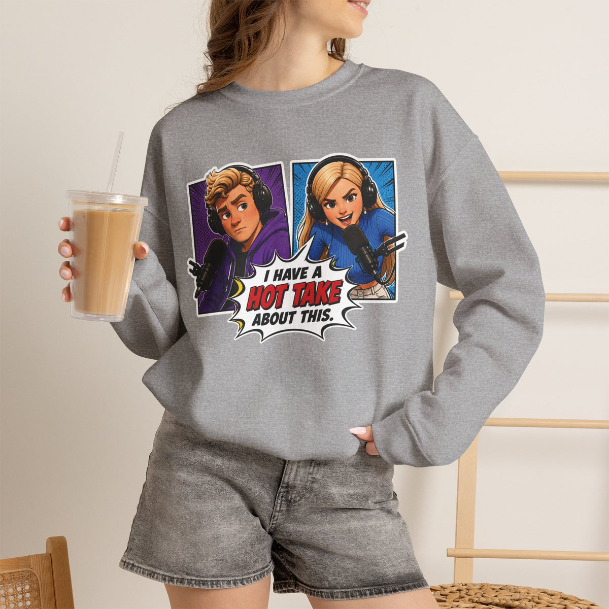 Hot Take Central I Have a Hot Take About This Pop Art Crewneck Sweatshirt