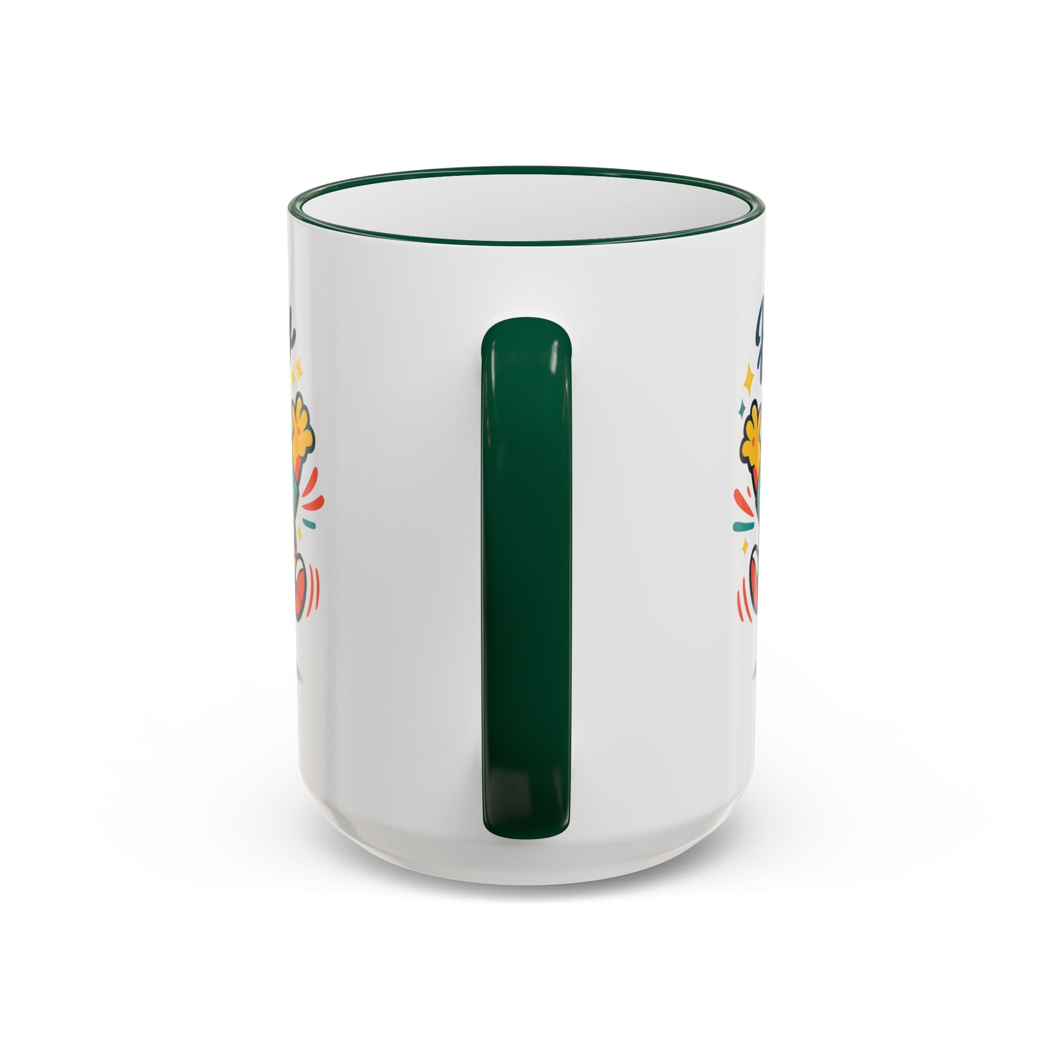Happy Monster Accent Mug - Cute Cartoon Coffee Cup (11oz/15oz)