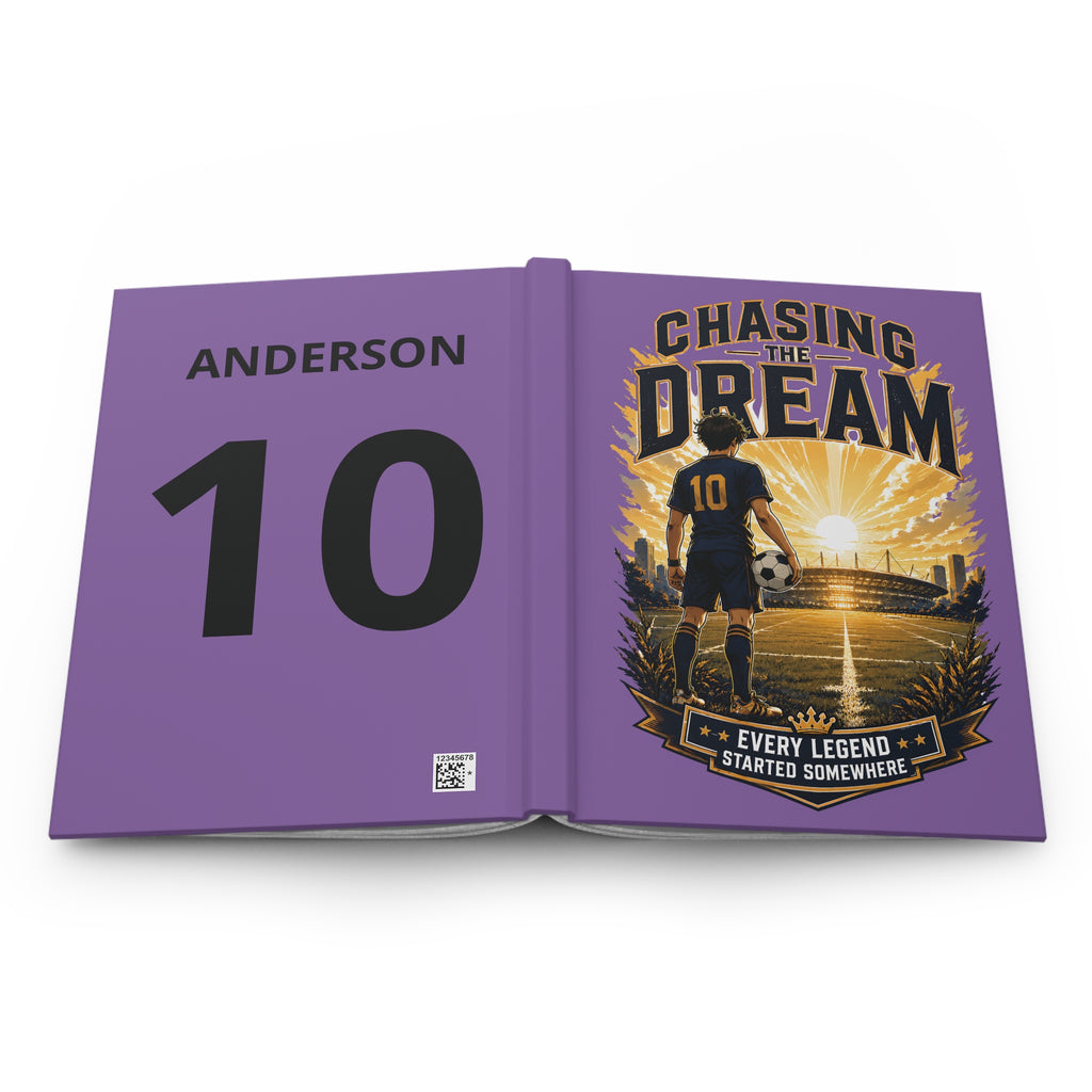 Soccer Journal — "Chasing the Dream" Hardcover Notebook (Custom Name & Number)