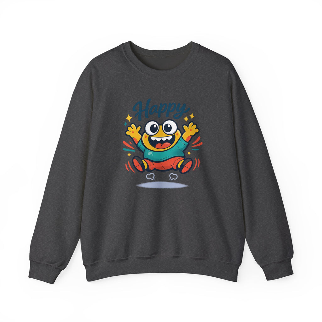 Happy Blob Cartoon Crewneck Sweatshirt | kawaii minimal, thick outline