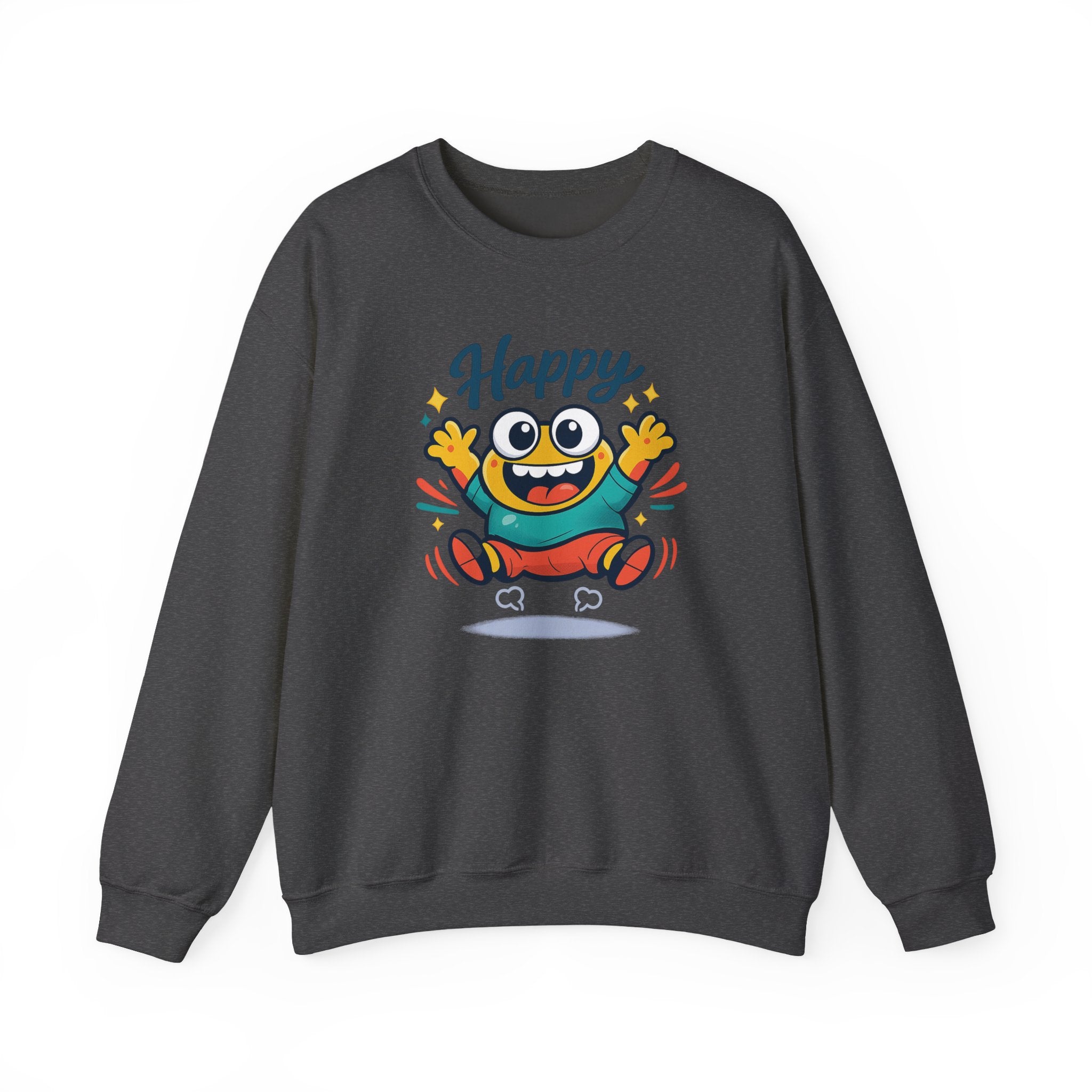 Happy Blob Cartoon Crewneck Sweatshirt | kawaii minimal, thick outline