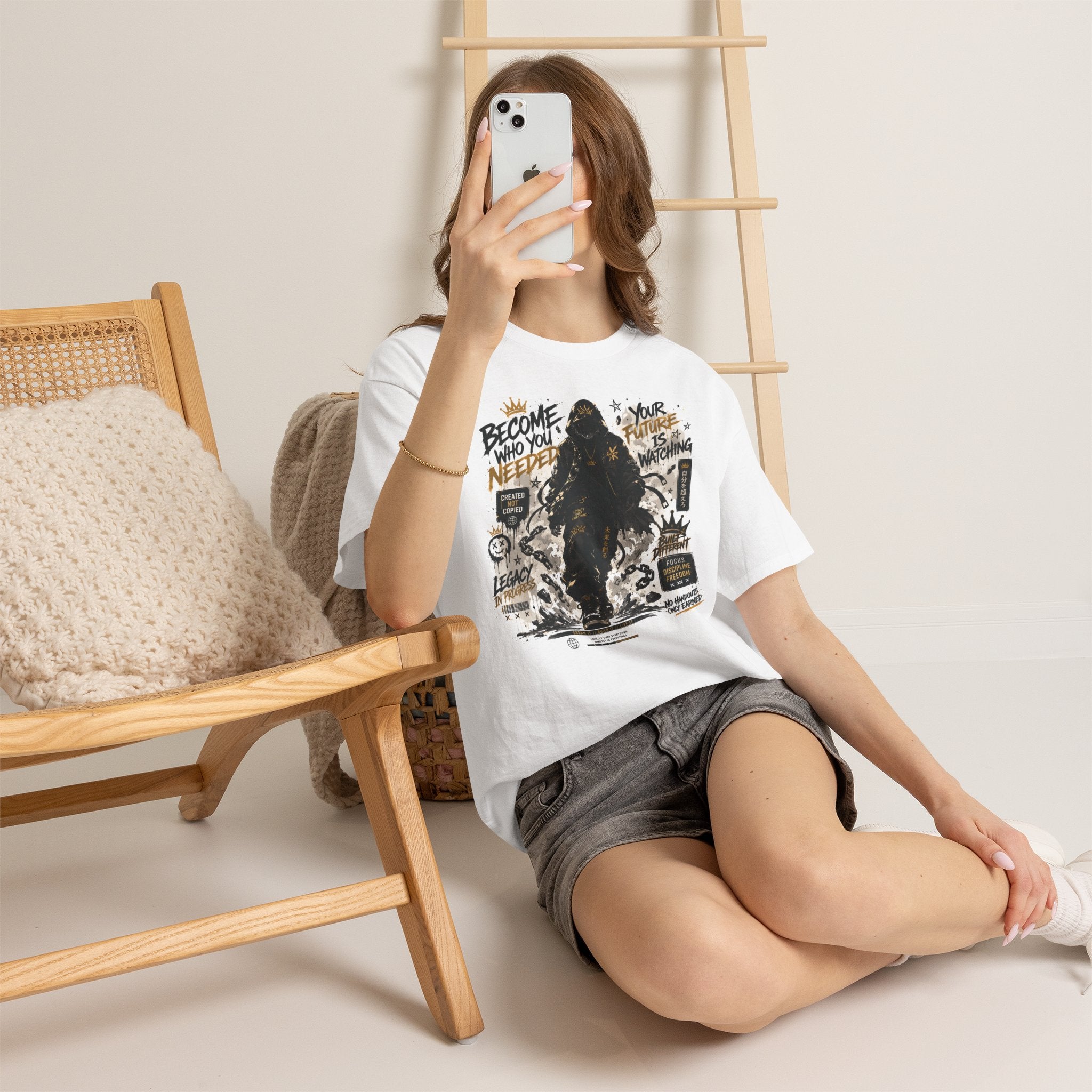 Motivational Soldier Graphic Tee – "Become Who You Needed" Inspirational Military Design