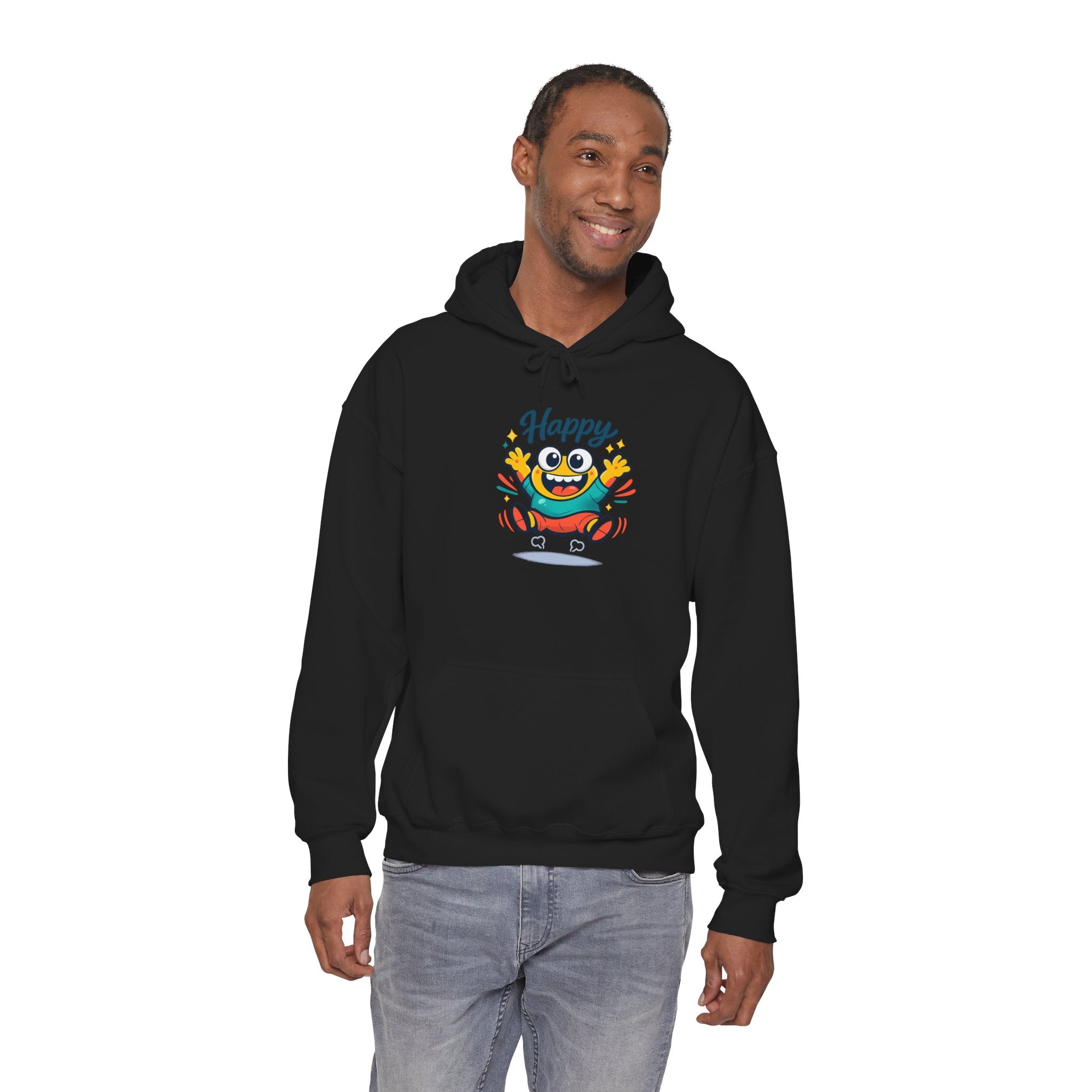 Happy Blob Cartoon Hoodie – Minimal Smiley Graphic Pullover