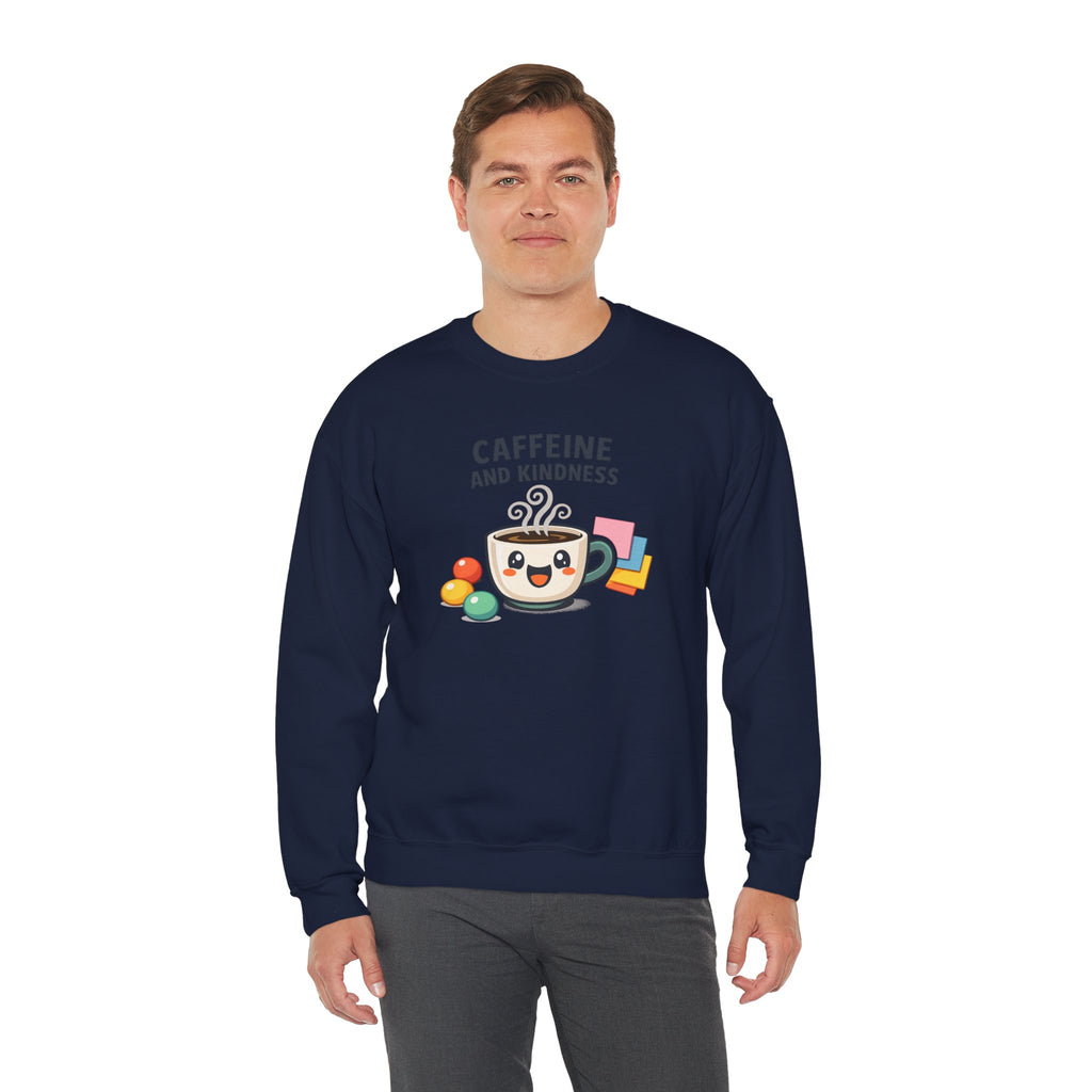 Caffeine and Kindness Sweatshirt – Coffee Lover Graphic Crewneck