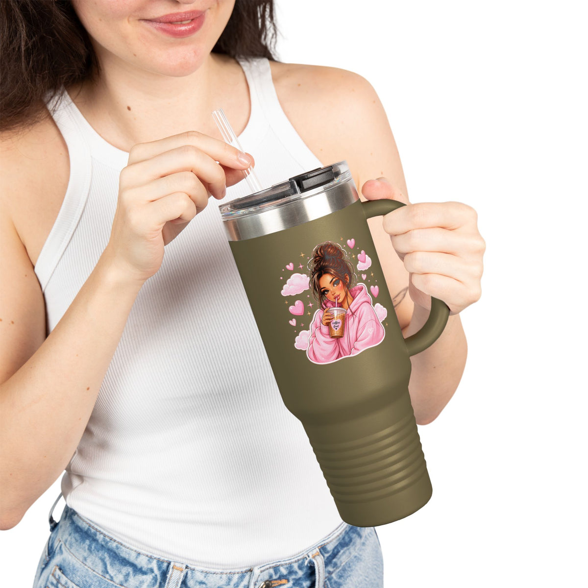 Cozy Pink Hoodie Girl 40oz Insulated Travel Mug