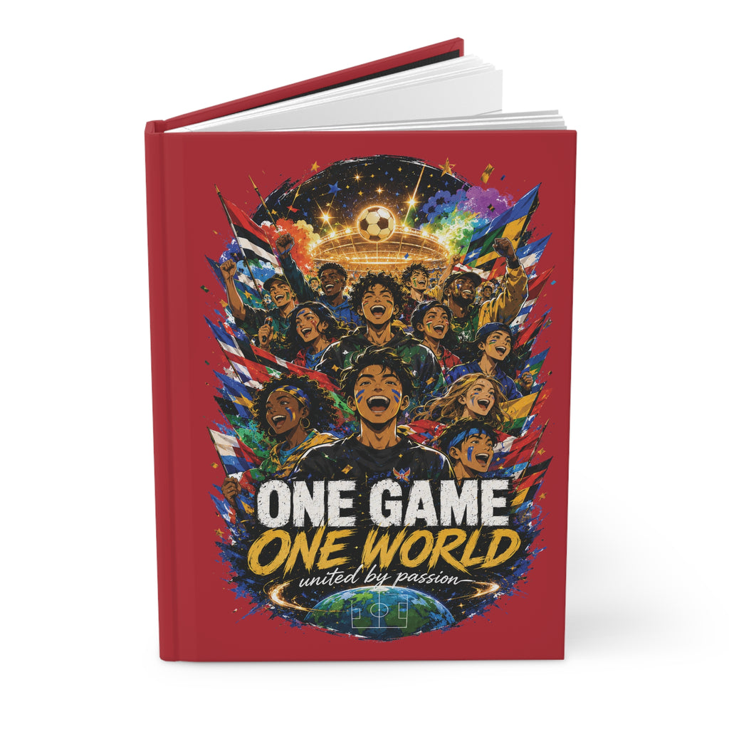 Hardcover Journal — "One Game One World" Soccer Keepsake (Custom Name & Number)