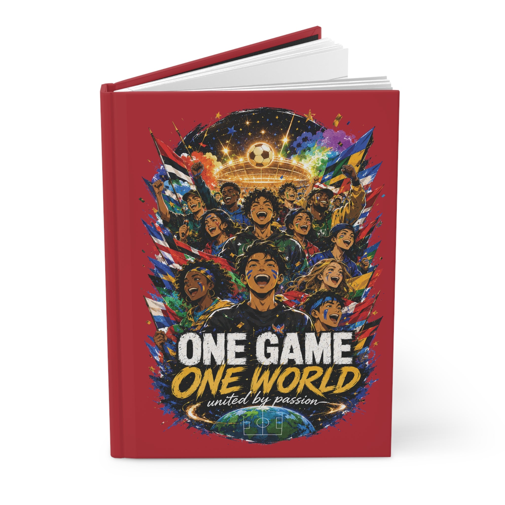 Hardcover Journal — "One Game One World" Soccer Keepsake (Custom Name & Number)