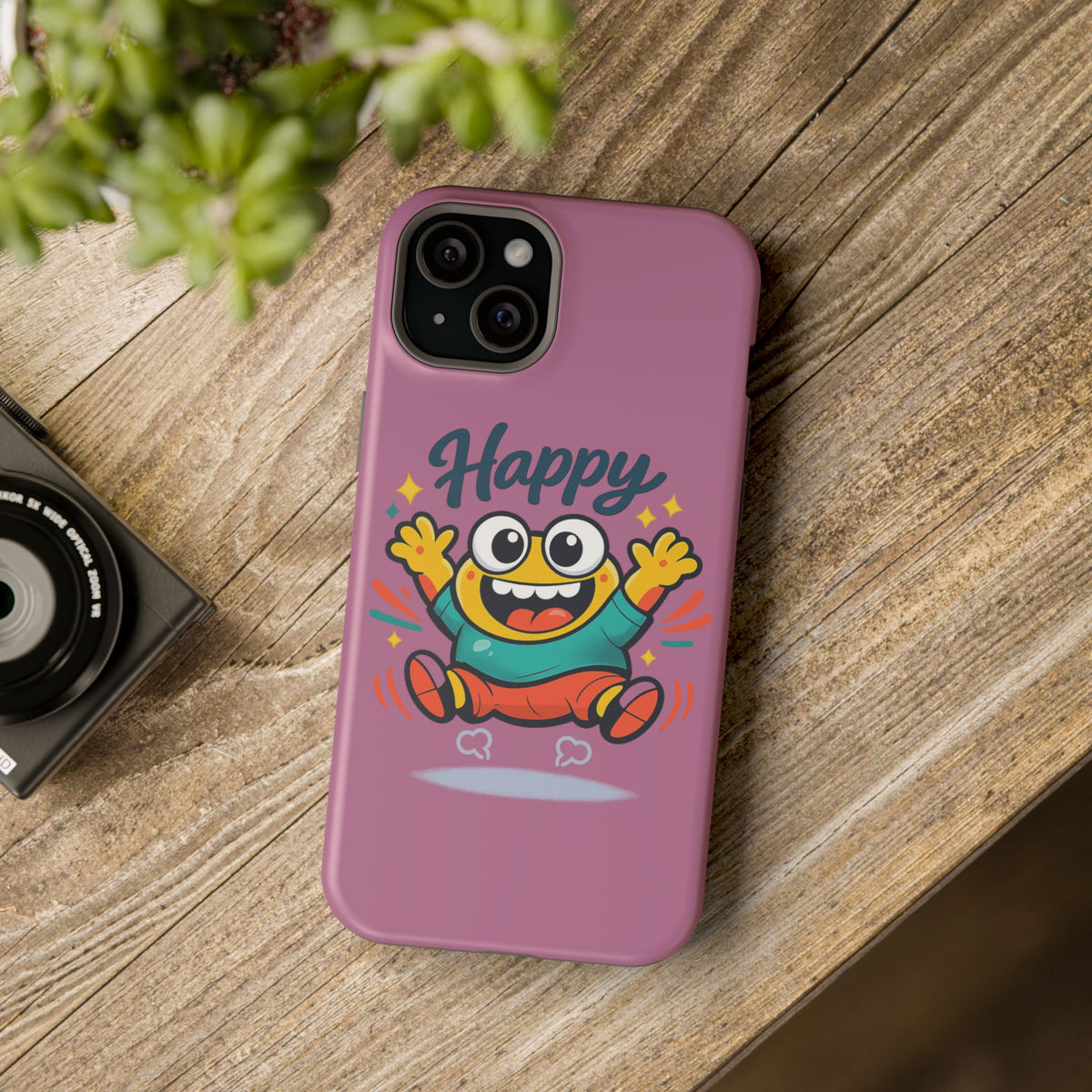 Happy Monster Magnetic Protective Phone Case Pink