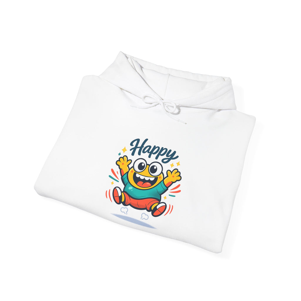 Happy Blob Cartoon Hoodie | kawaii minimal, thick outline mood face