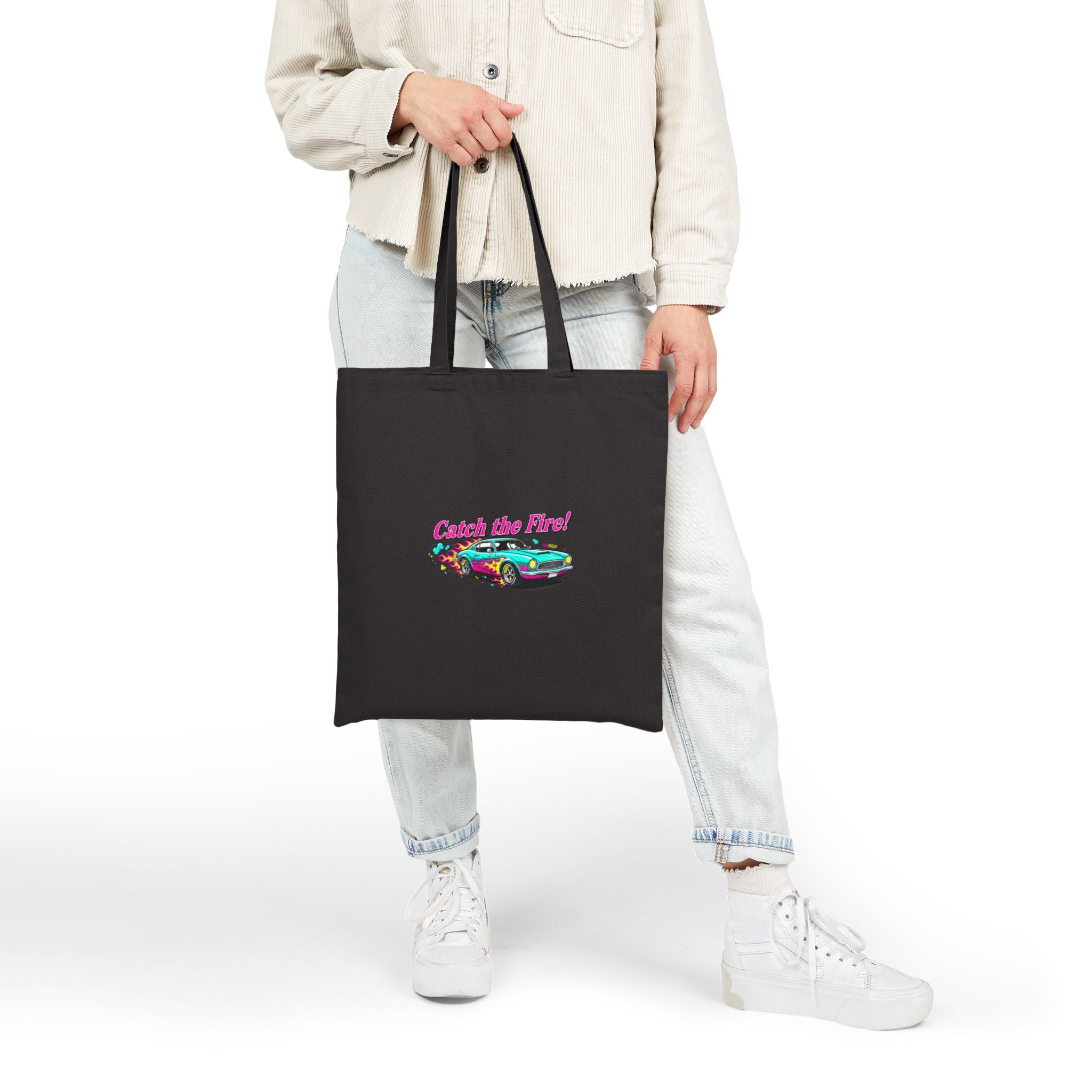 Retro Dragster Tote Bag – Vintage Car Graphic Canvas Tote
