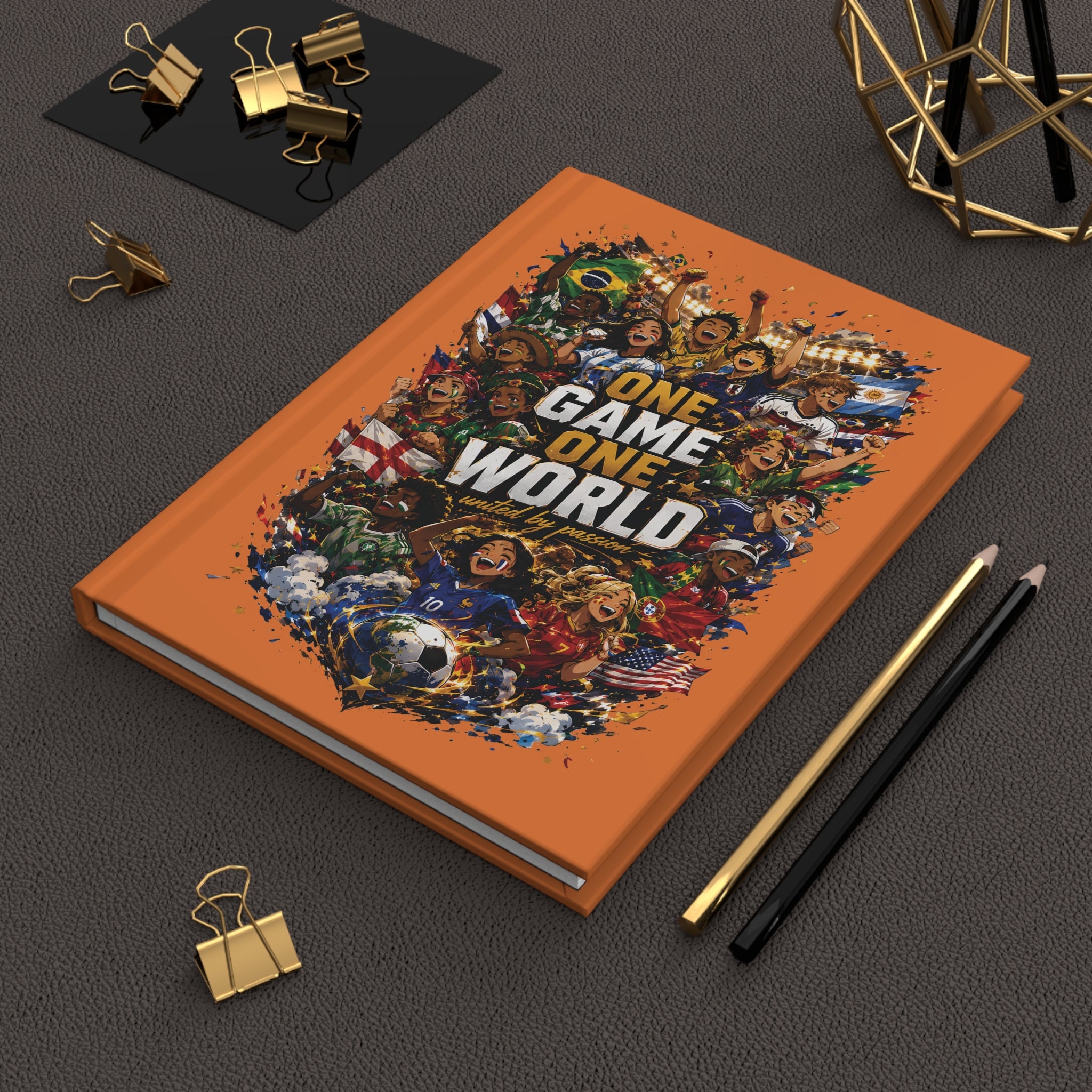 Hardcover Journal — One Game One World Soccer Fan Notebook