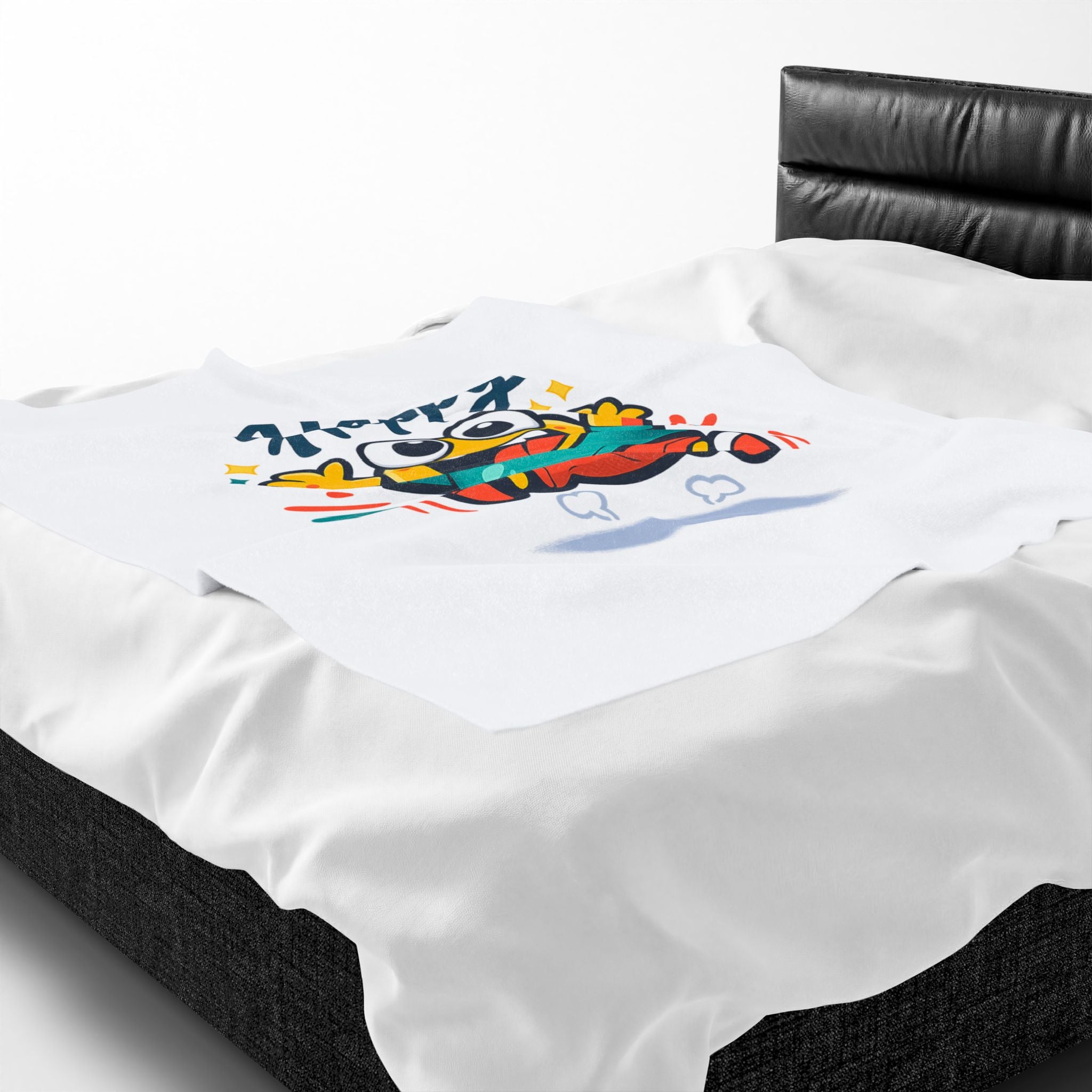 Happy Mood Face Velveteen Blanket - Cute Cartoon Throw