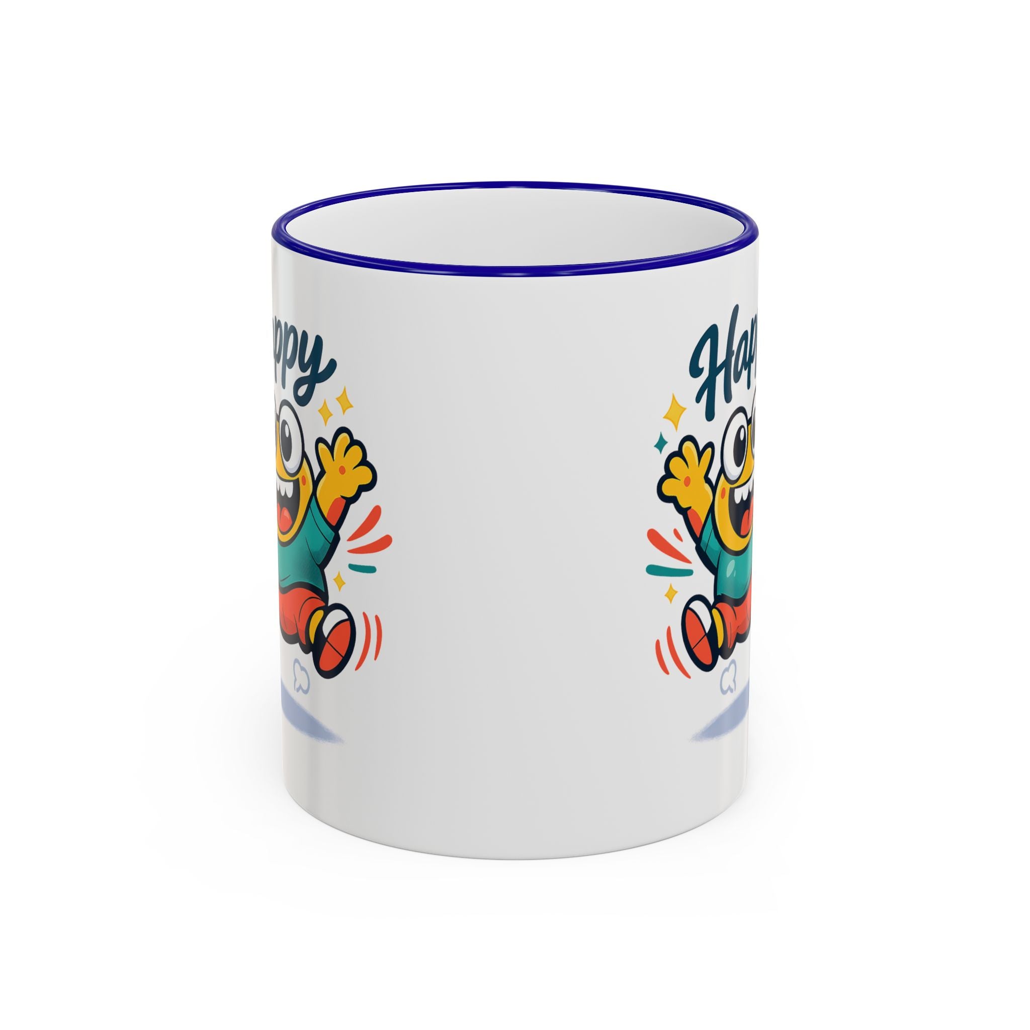 Happy Monster Accent Mug - Cute Cartoon Coffee Cup (11oz/15oz)