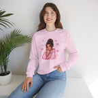Cozy Pink Heart Girl Crewneck Sweatshirt