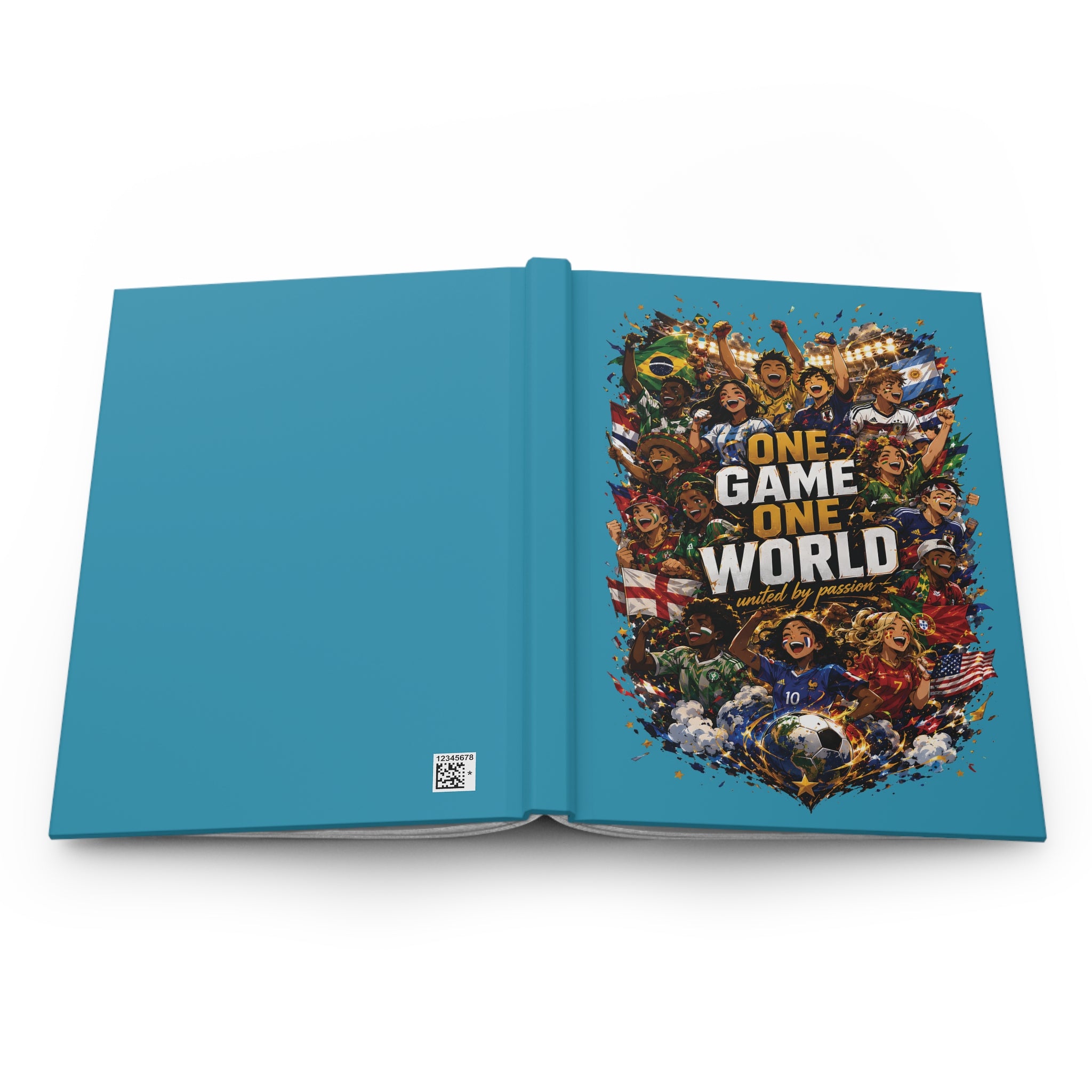 Hardcover Journal — "One Game One World" Soccer Fan Notebook