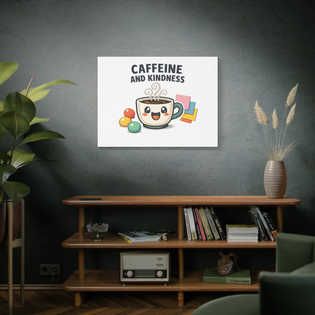 Caffeine and Kindness Canvas | Office Humor, Coffee Fuel Wall Art