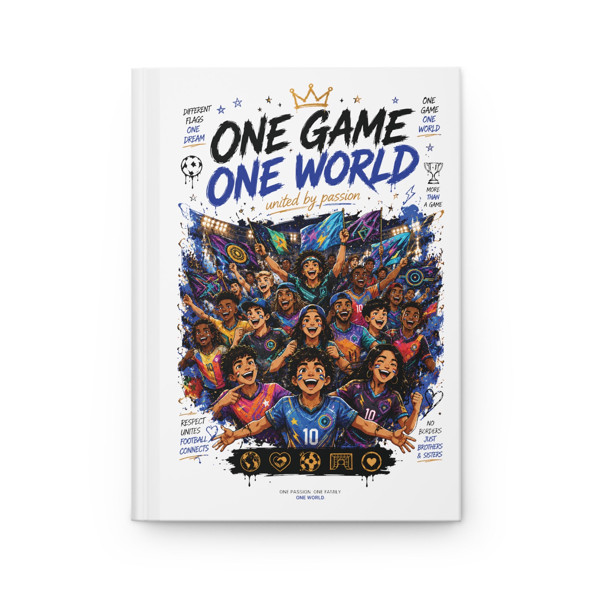 Soccer Fan Journal — "One Game One World" Hardcover Notebook (Personalizable Number 10)