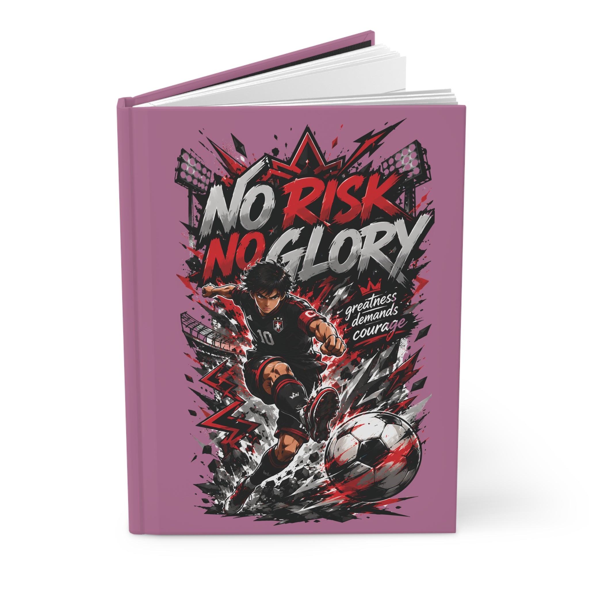 No Risk No Glory Soccer Journal — Personalized Hardcover Player Notebook