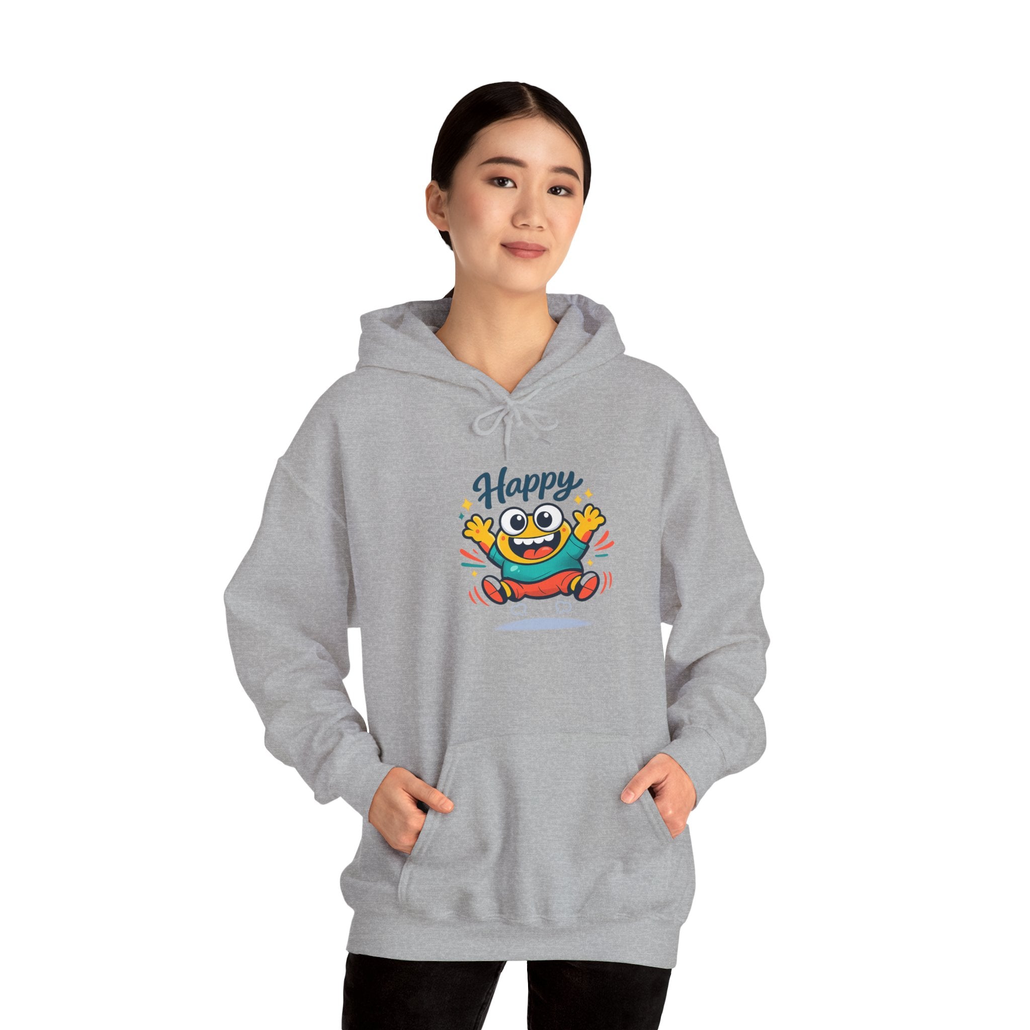Happy Blob Cartoon Hoodie – Minimal Smiley Graphic Pullover