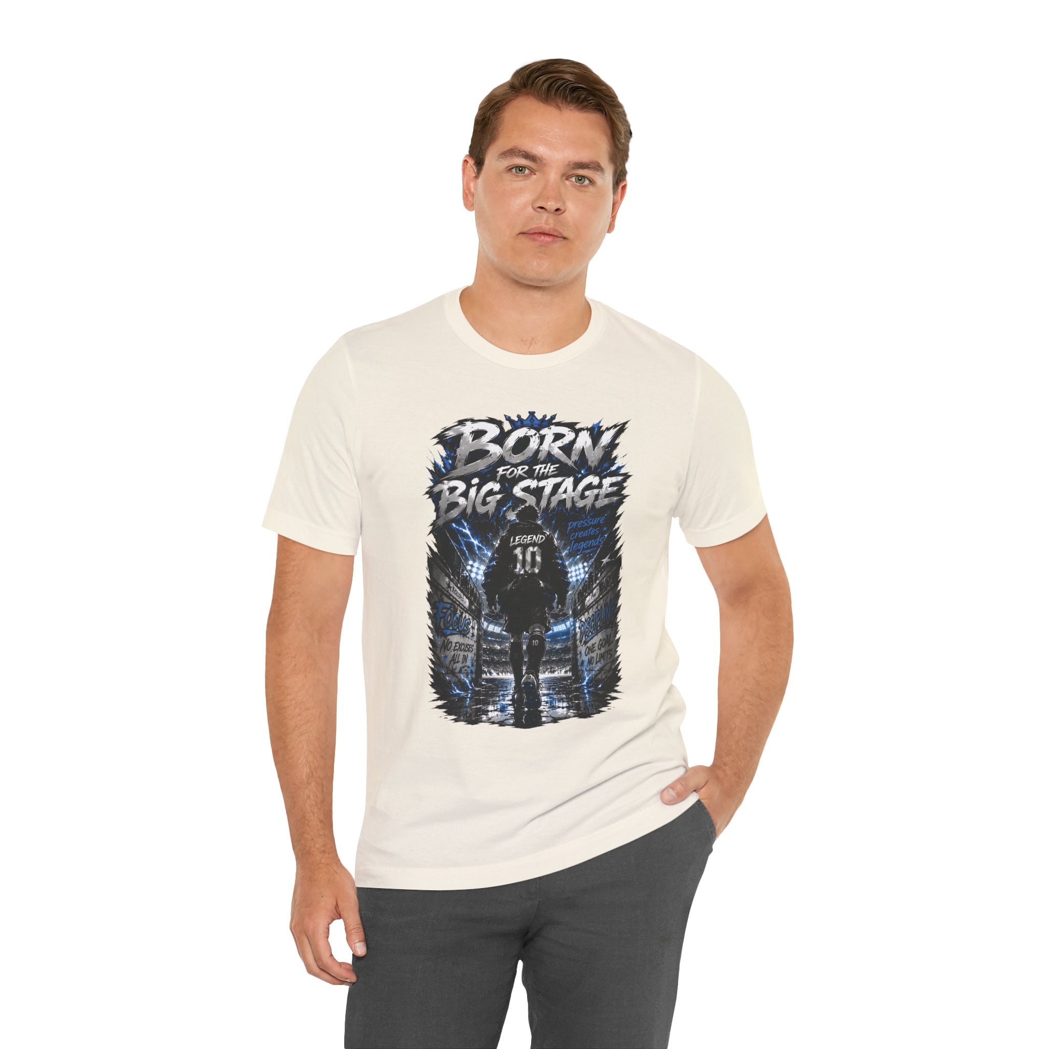 Soccer Player T‑Shirt — "Born for the Big Stage" Football Match Tee