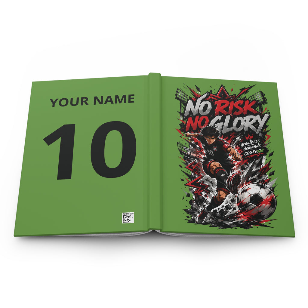 Soccer Journal — 'No Risk No Glory' Personalized Hardcover Notebook