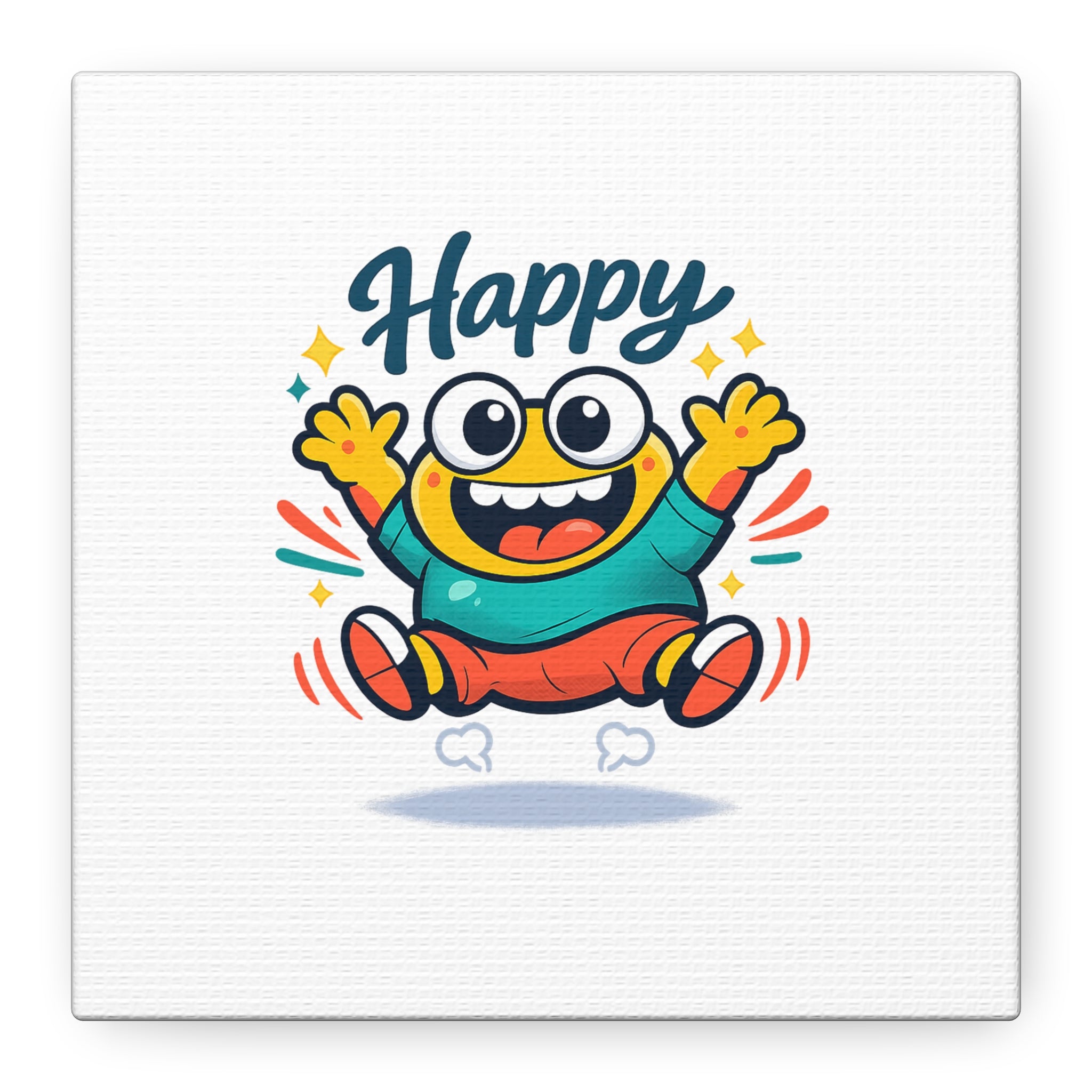 Happy Blob Cartoon Canvas | Bold Cartoon, Thick Outline, Kawaii Minimal