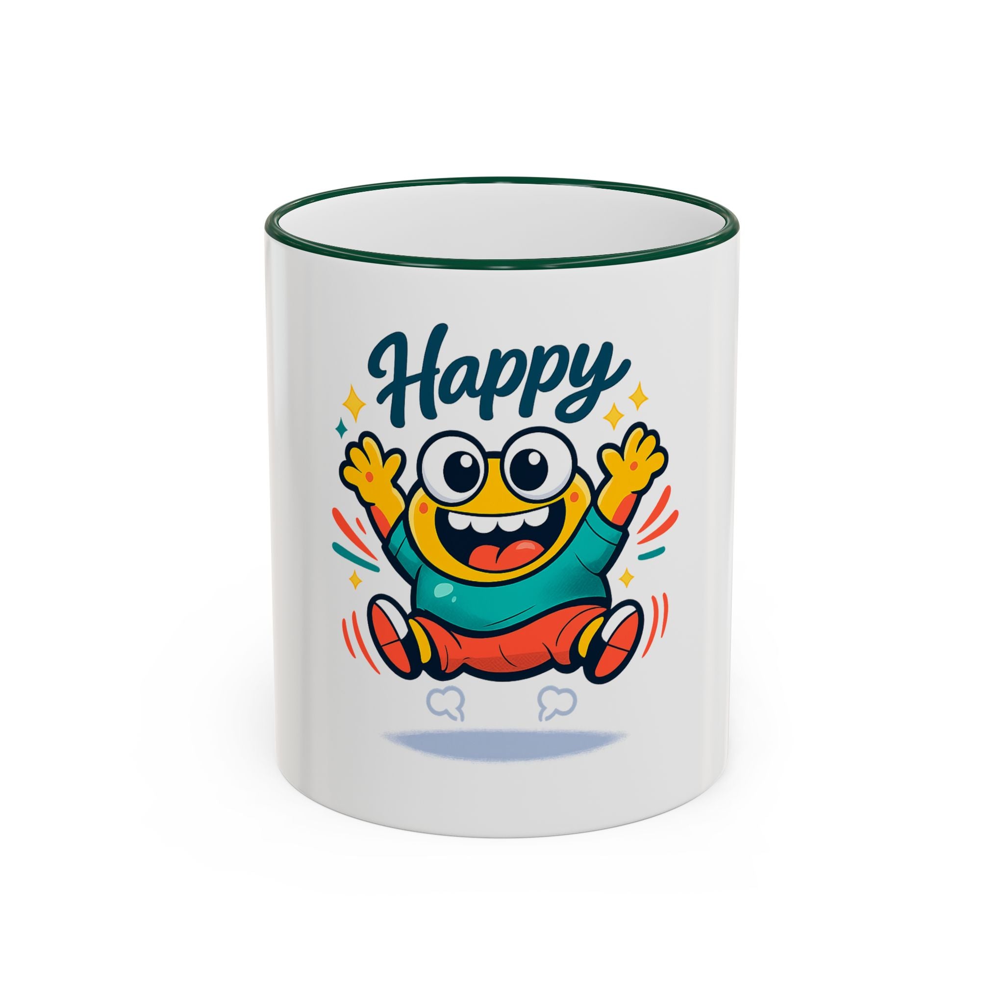 Happy Monster Accent Rim Mug – Cheerful Cute Cartoon Coffee Cup (11oz/15oz)