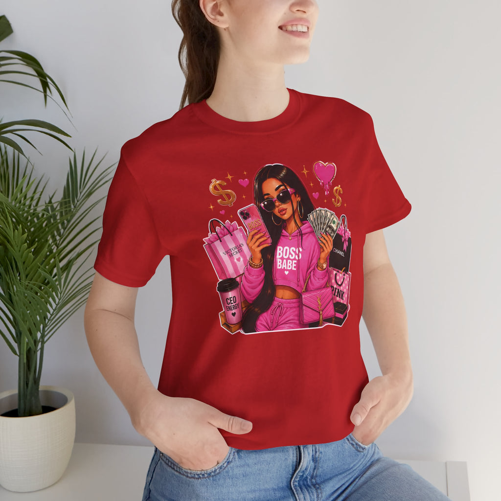 Boss Babe Pink Fashion Tee — Women’s Glam Money & Shopping Graphic Shirt