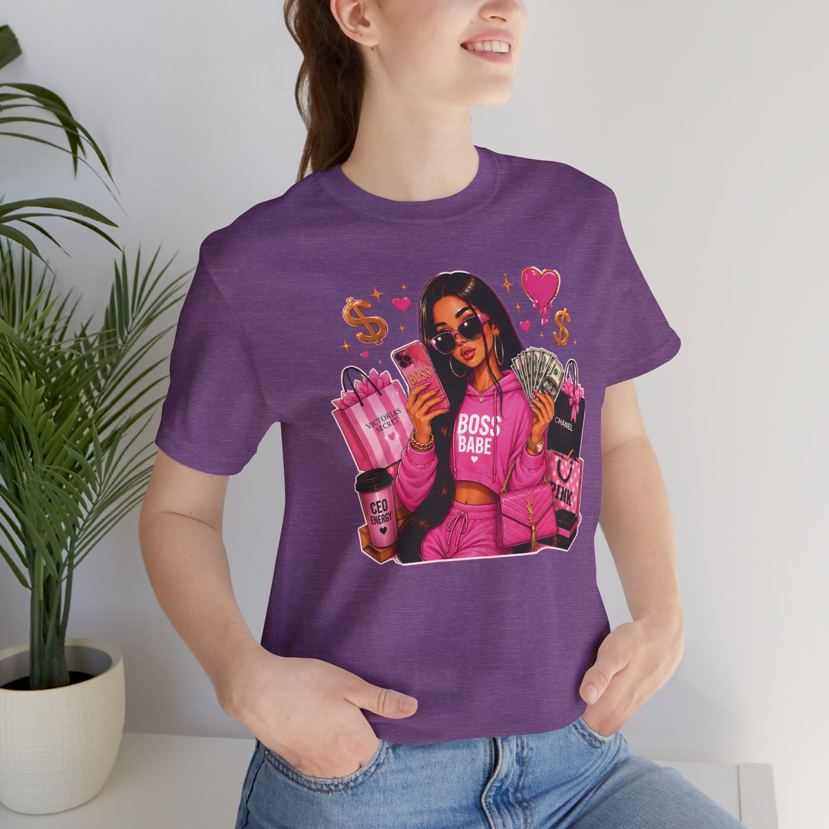 Boss Babe Pink Fashion T Shirt Glam Shopping Graphic Tee