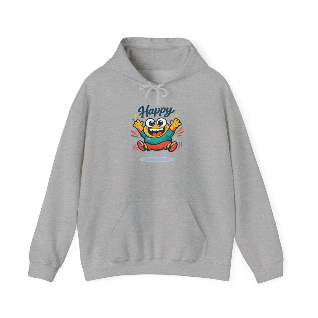 Happy Blob Cartoon Hoodie | kawaii minimal, thick outline mood face