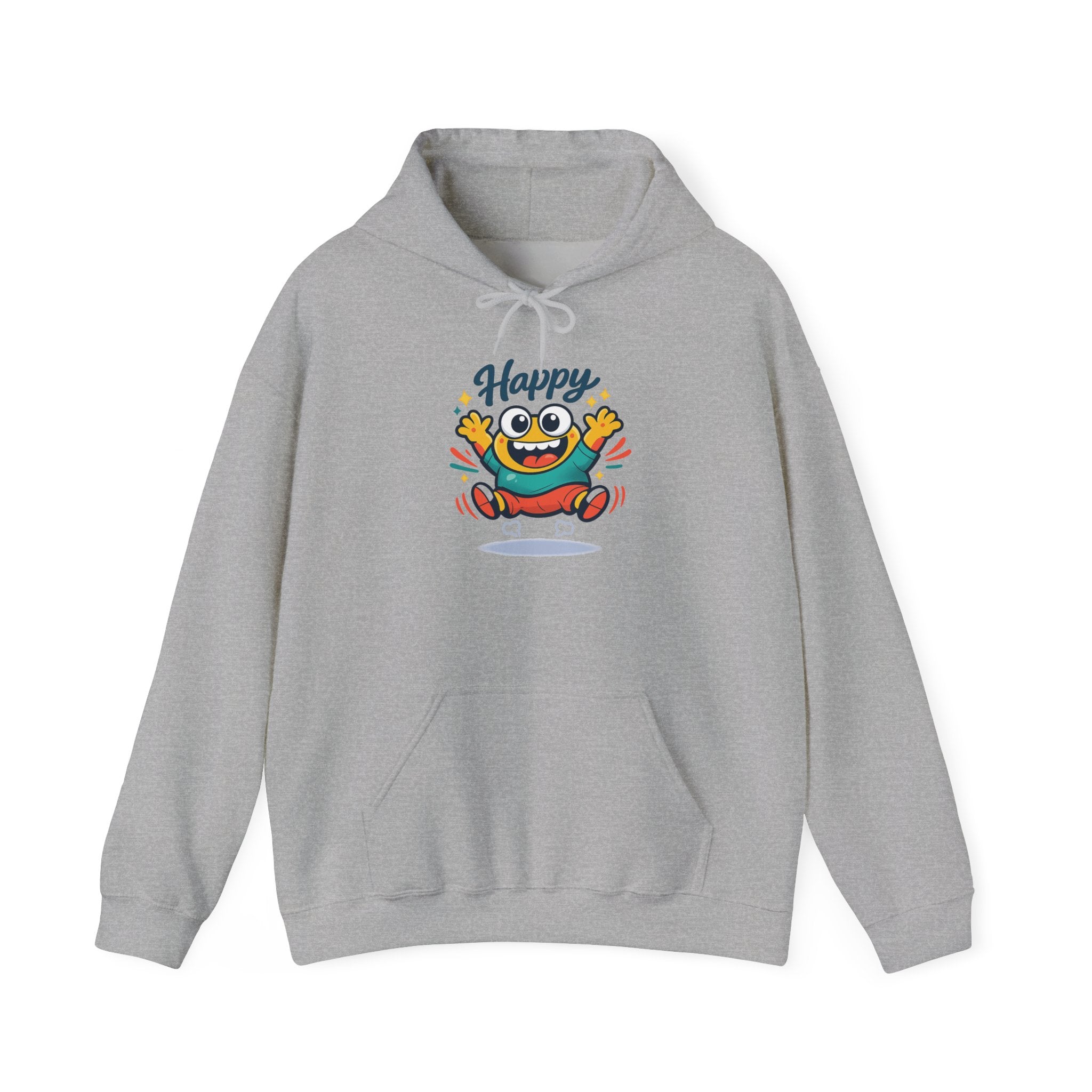 Happy Blob Cartoon Hoodie | kawaii minimal, thick outline mood face