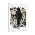 Motivational Street Art Canvas — "Become Who You Needed" Stretched Matte Print