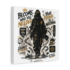 Motivational Street Art Canvas — "Become Who You Needed" Stretched Matte Print
