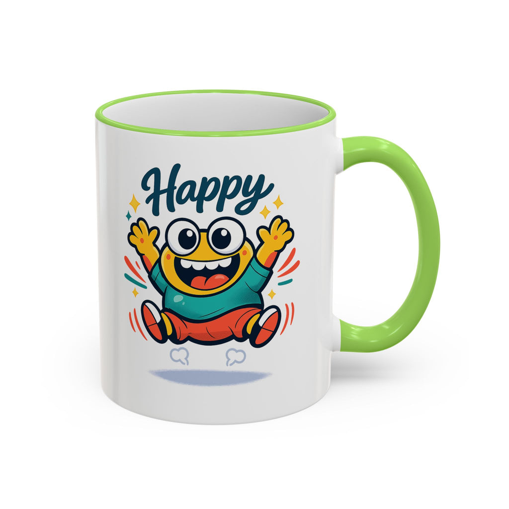 Happy Monster Accent Mug - Cute Cartoon Coffee Cup (11oz/15oz)
