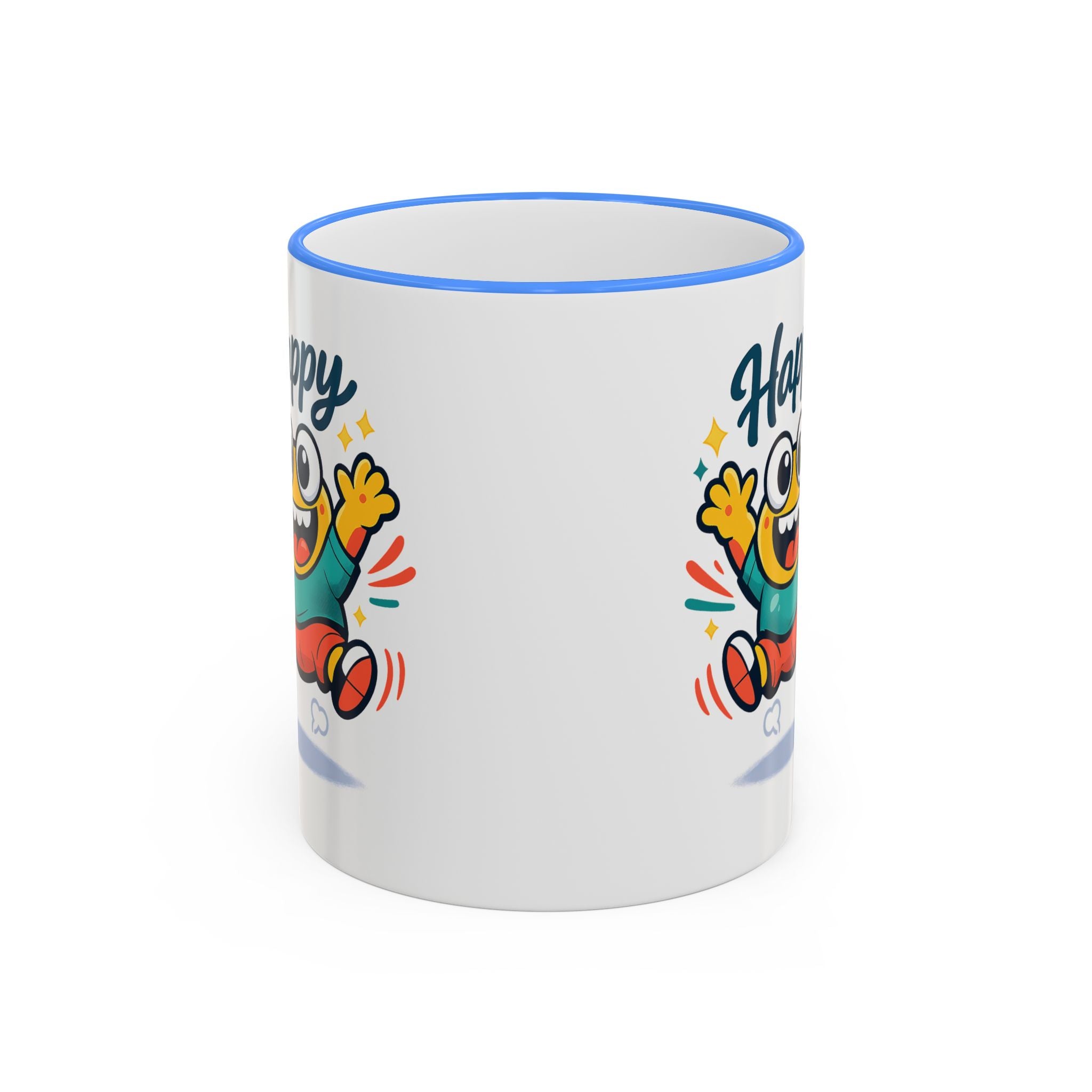 Happy Monster Accent Mug - Cute Cartoon Coffee Cup (11oz/15oz)