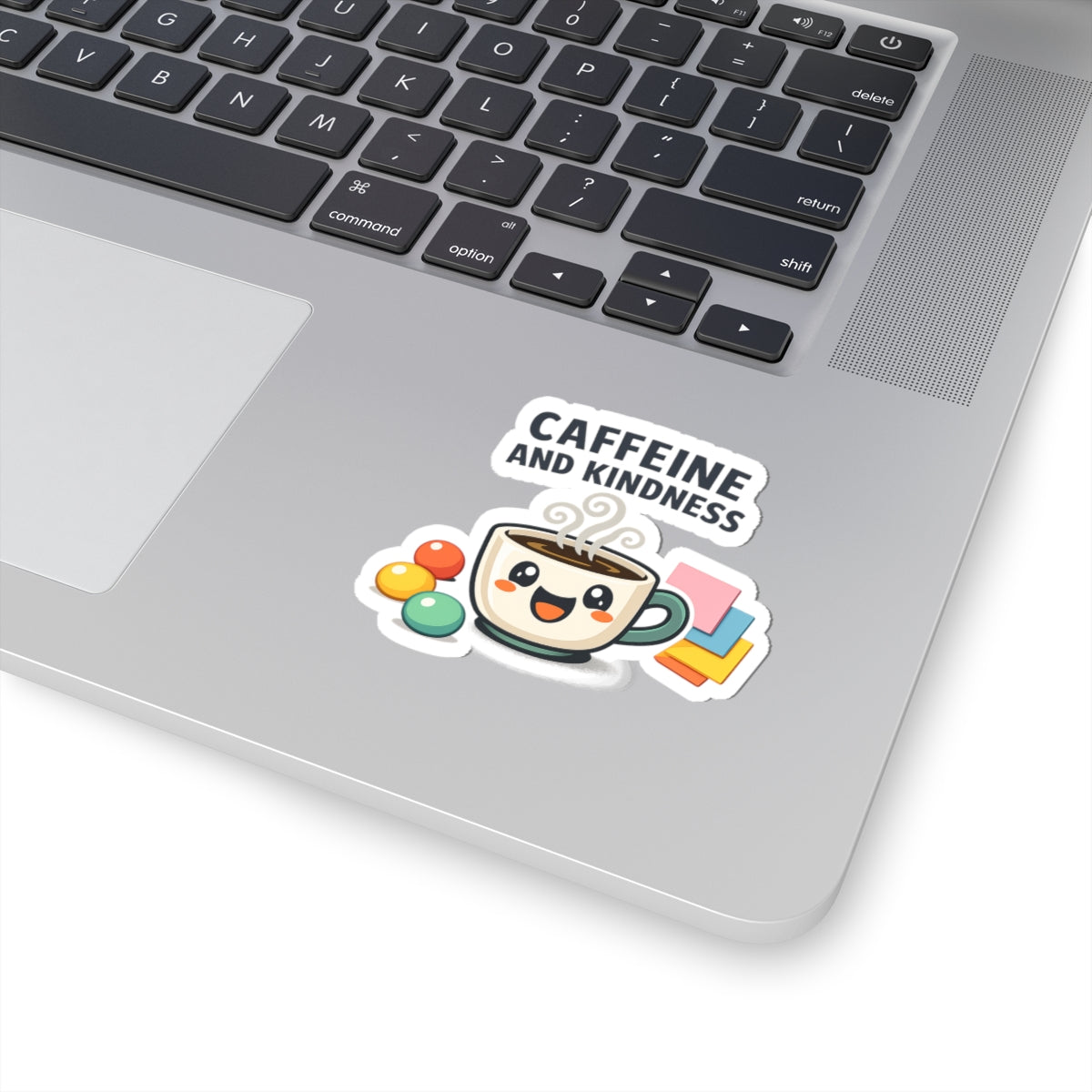 Caffeine and Kindness Sticker - Cute Coffee-Themed Decal