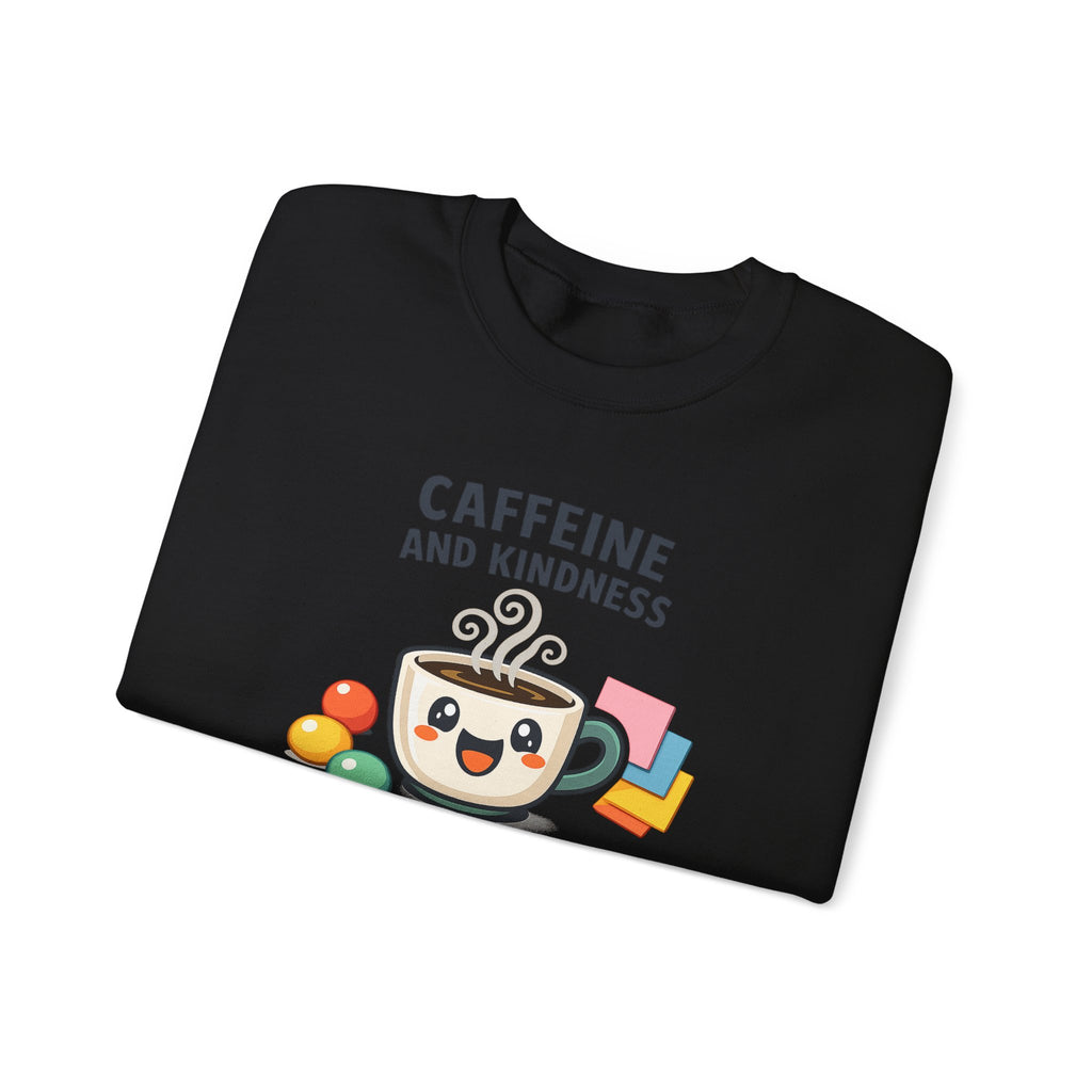 Caffeine and Kindness Sweatshirt – Coffee Lover Graphic Crewneck