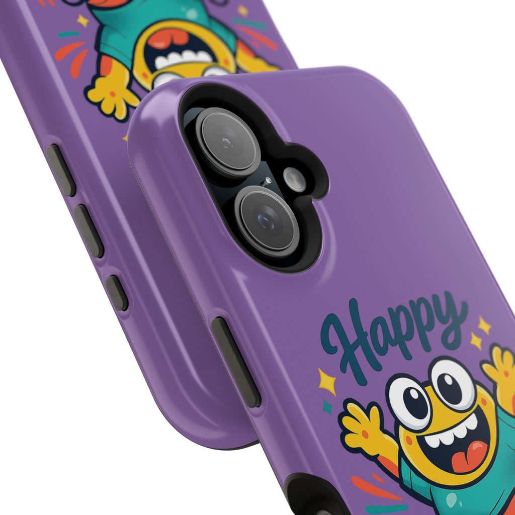 Happy Monster Magnetic Protective Phone Case Purple
