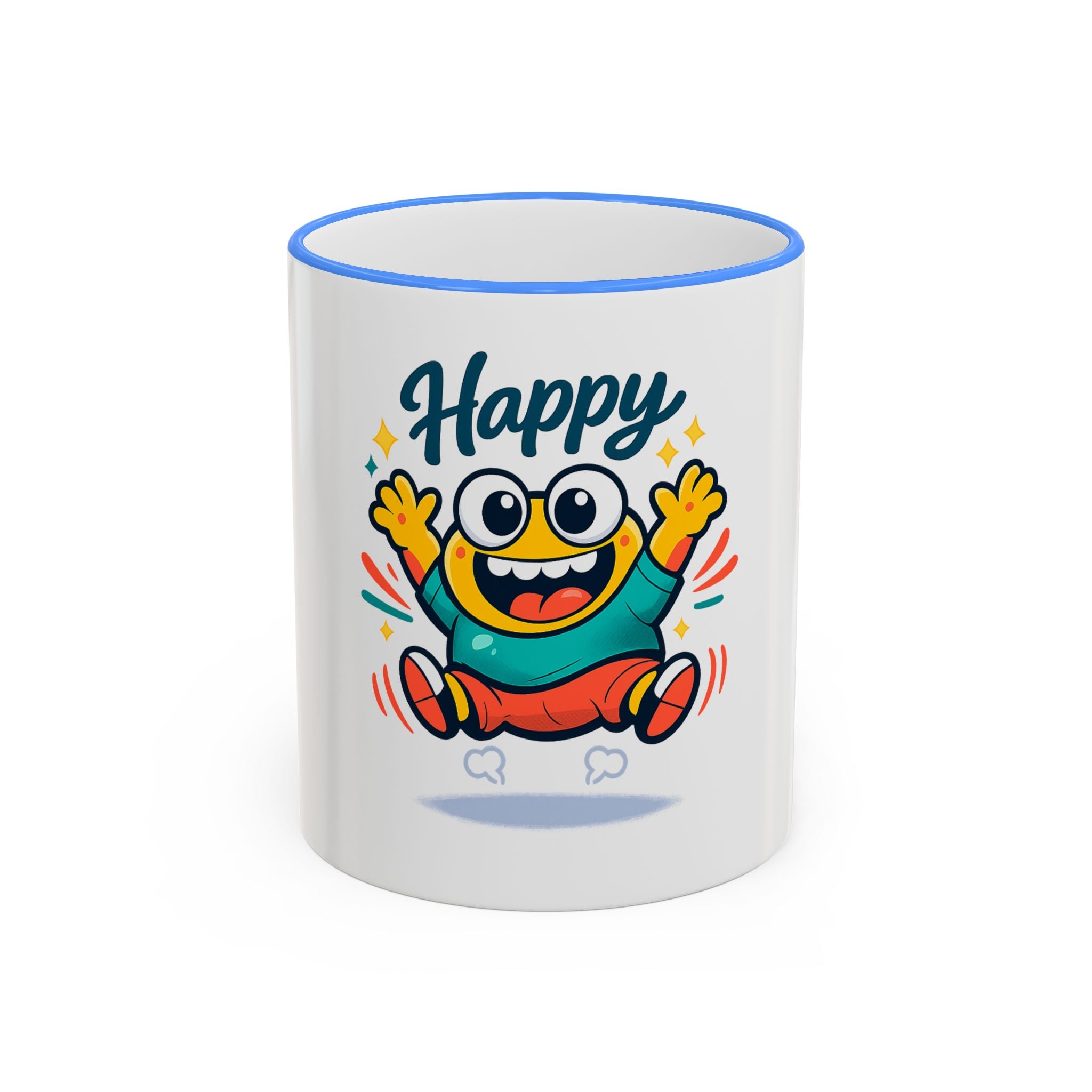Happy Monster Accent Rim Mug – Cheerful Cute Cartoon Coffee Cup (11oz/15oz)