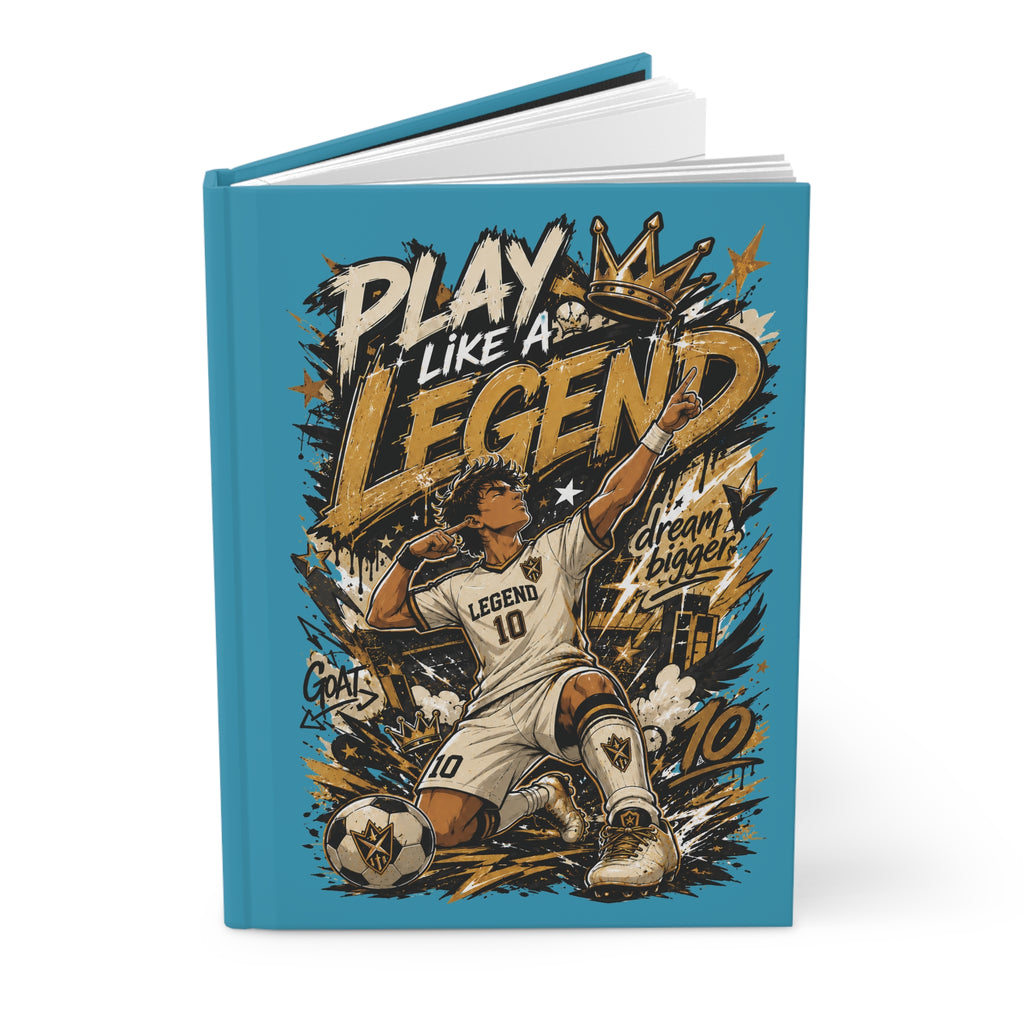 Play Like a Legend Soccer Journal — Personalized Hardcover Notebook (Add Name & Number)
