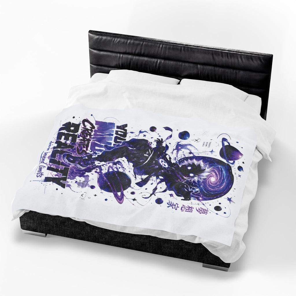 Velveteen Plush Blanket — Cosmic Astronaut 'Your Mind Creates Reality' Soft Throw