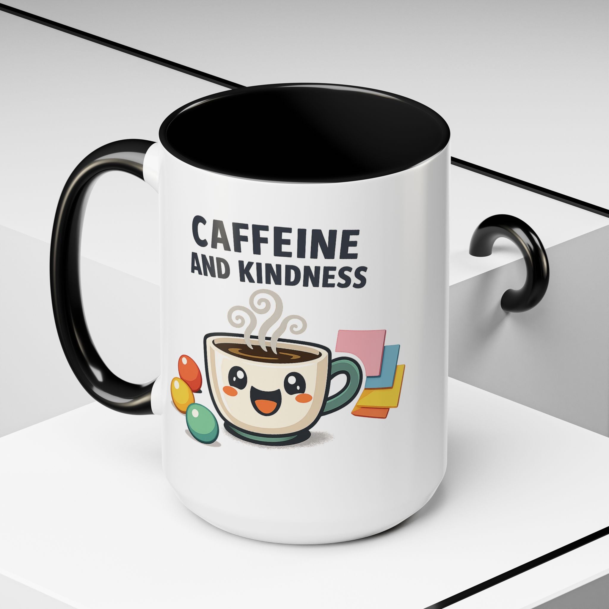 Caffeine and Kindness Coffee Mug – Ceramic Accent Mug (11oz / 15oz)