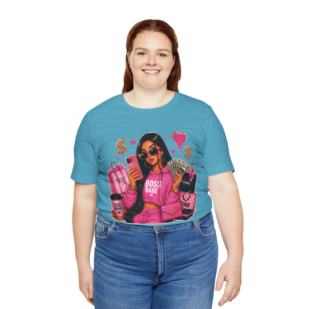 Boss Babe Pink Fashion Tee — Women’s Glam Money & Shopping Graphic Shirt