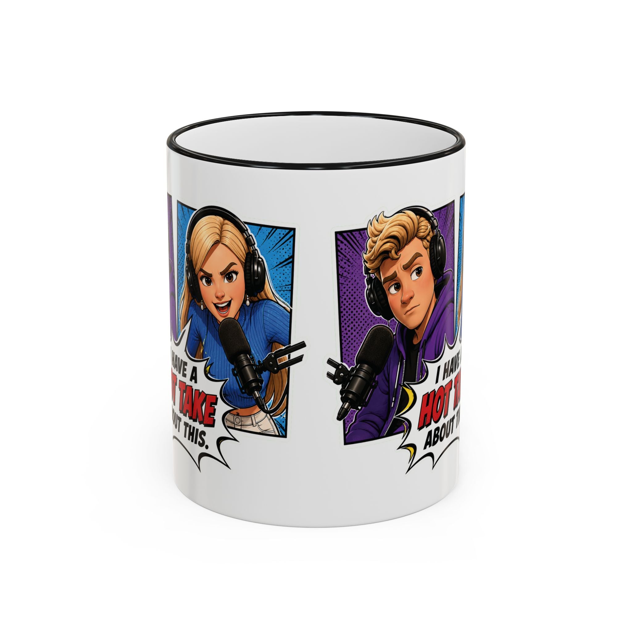 Jake And Emma Hot Take Accent Rim Mug – I Have A Hot Take About This Comic Coffee Cup (11oz/15oz)