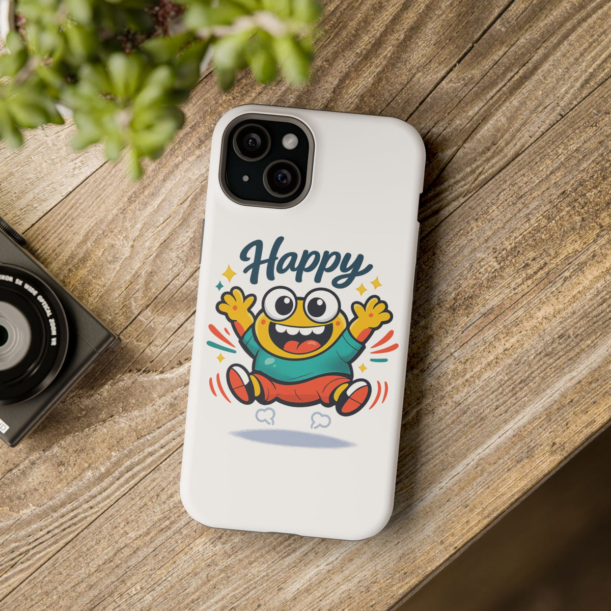 Happy Monster Magnetic Protective Phone Case White