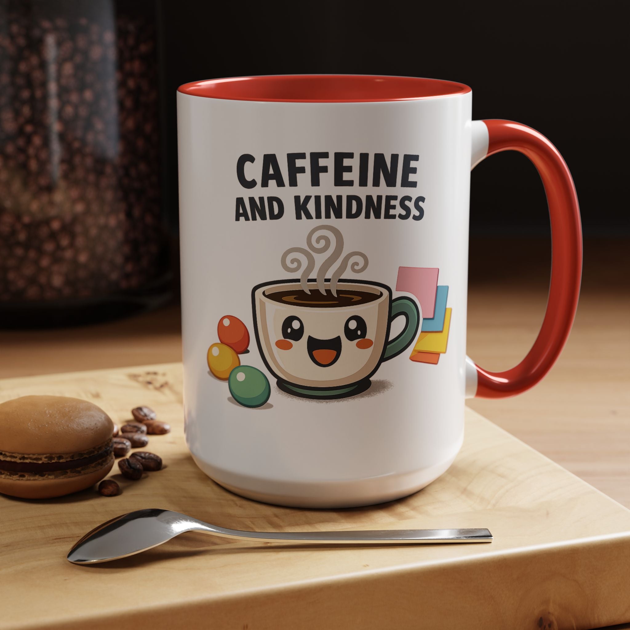 Caffeine and Kindness Coffee Mug – Ceramic Accent Mug (11oz / 15oz)