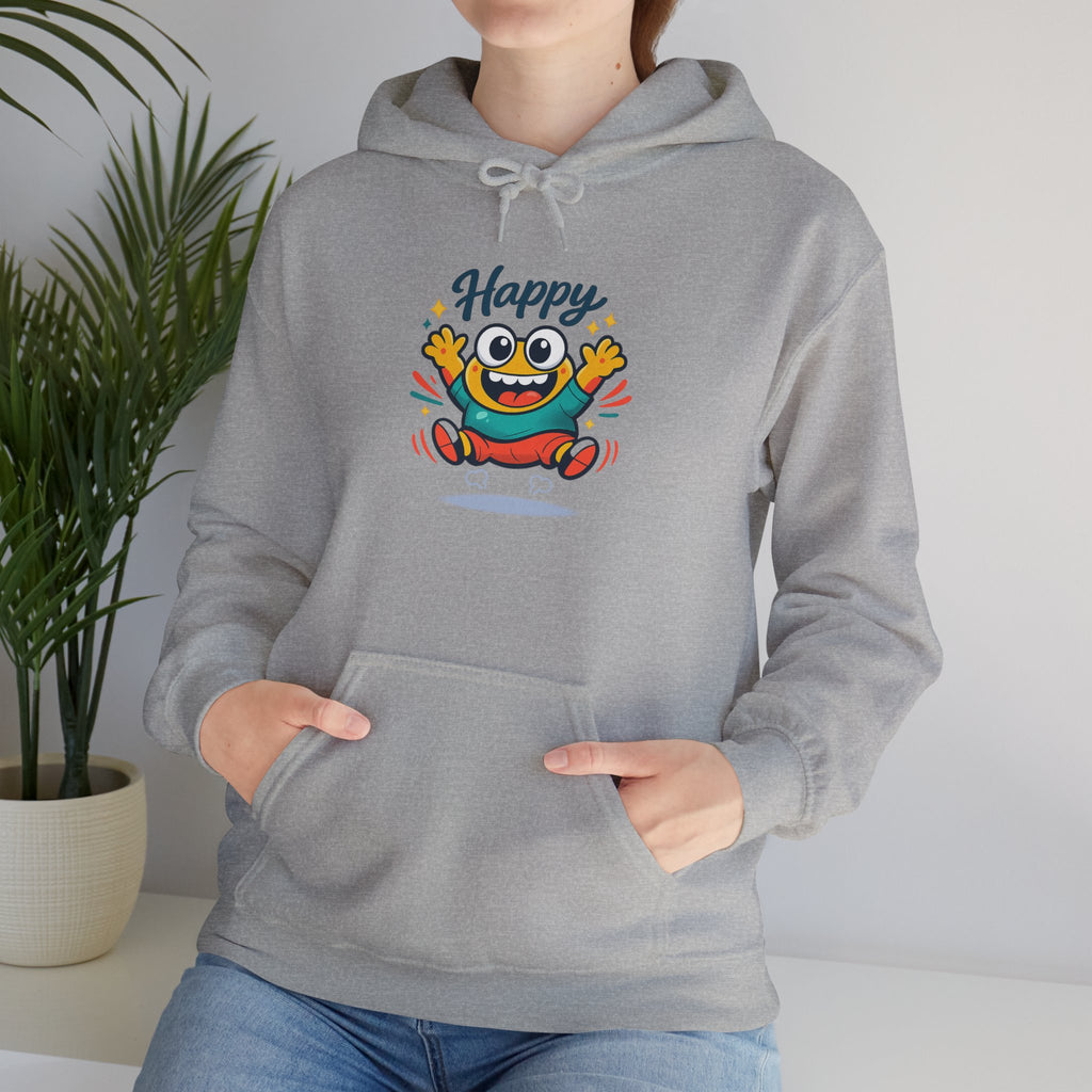 Happy Blob Cartoon Hoodie – Minimal Smiley Graphic Pullover